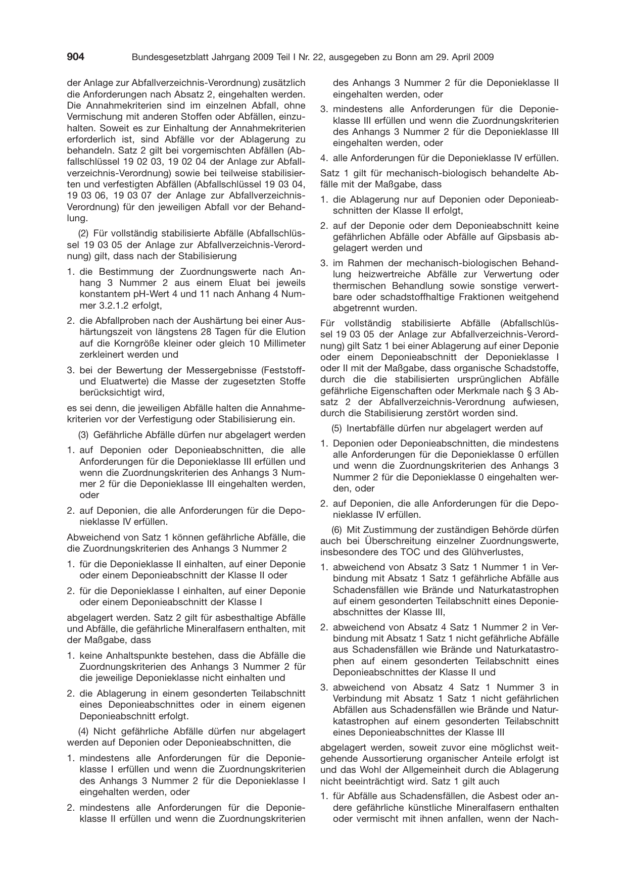 BGBl. 2009, Seite 904 — Originalseite als Abbildung