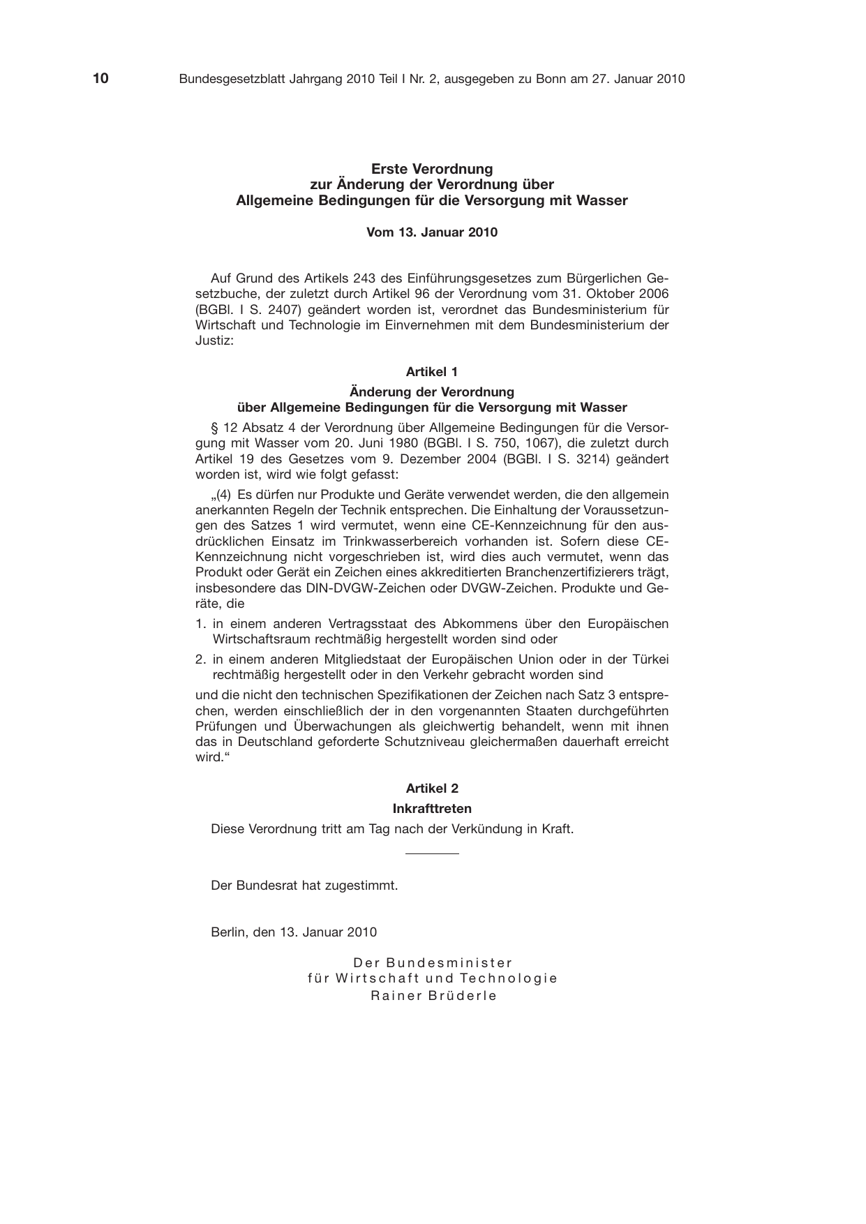BGBl. 2010, Seite 10 — Originalseite als Abbildung