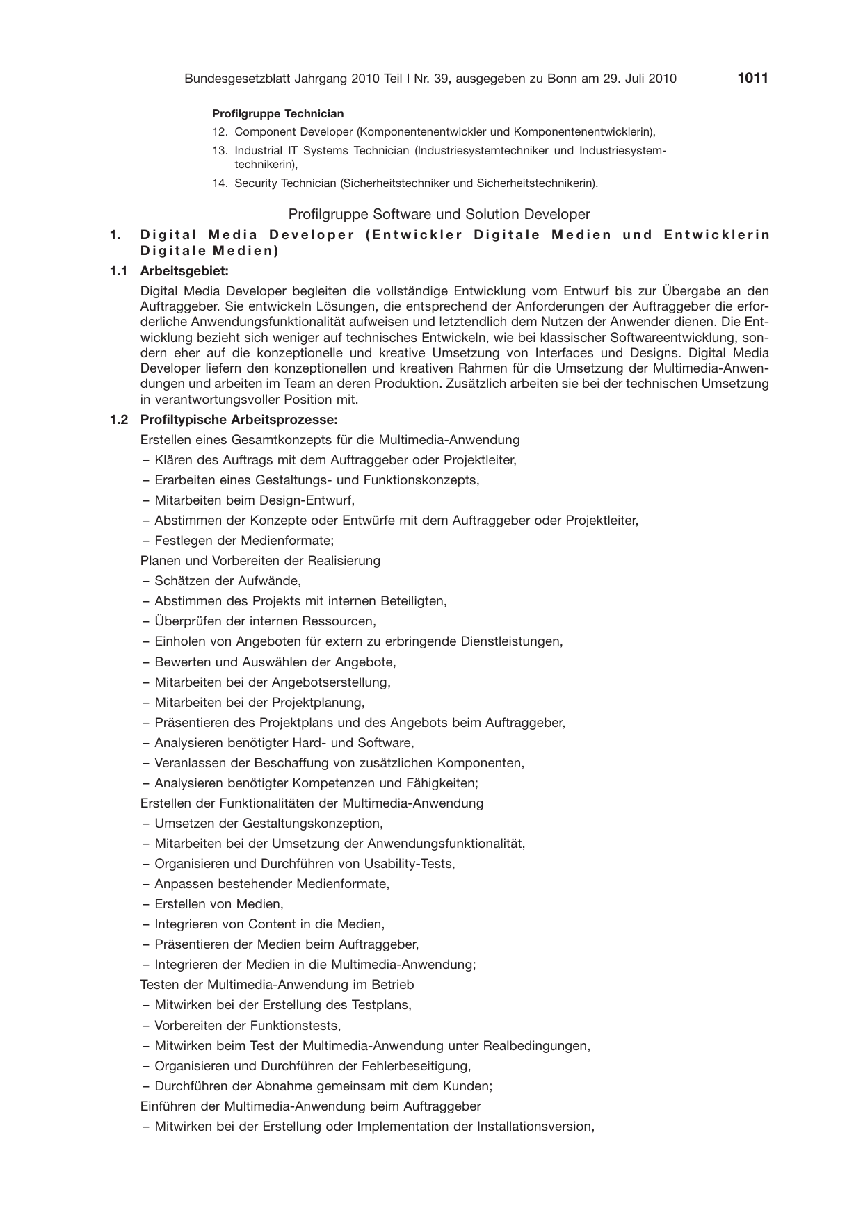 BGBl. 2010, Seite 1011 — Originalseite als Abbildung