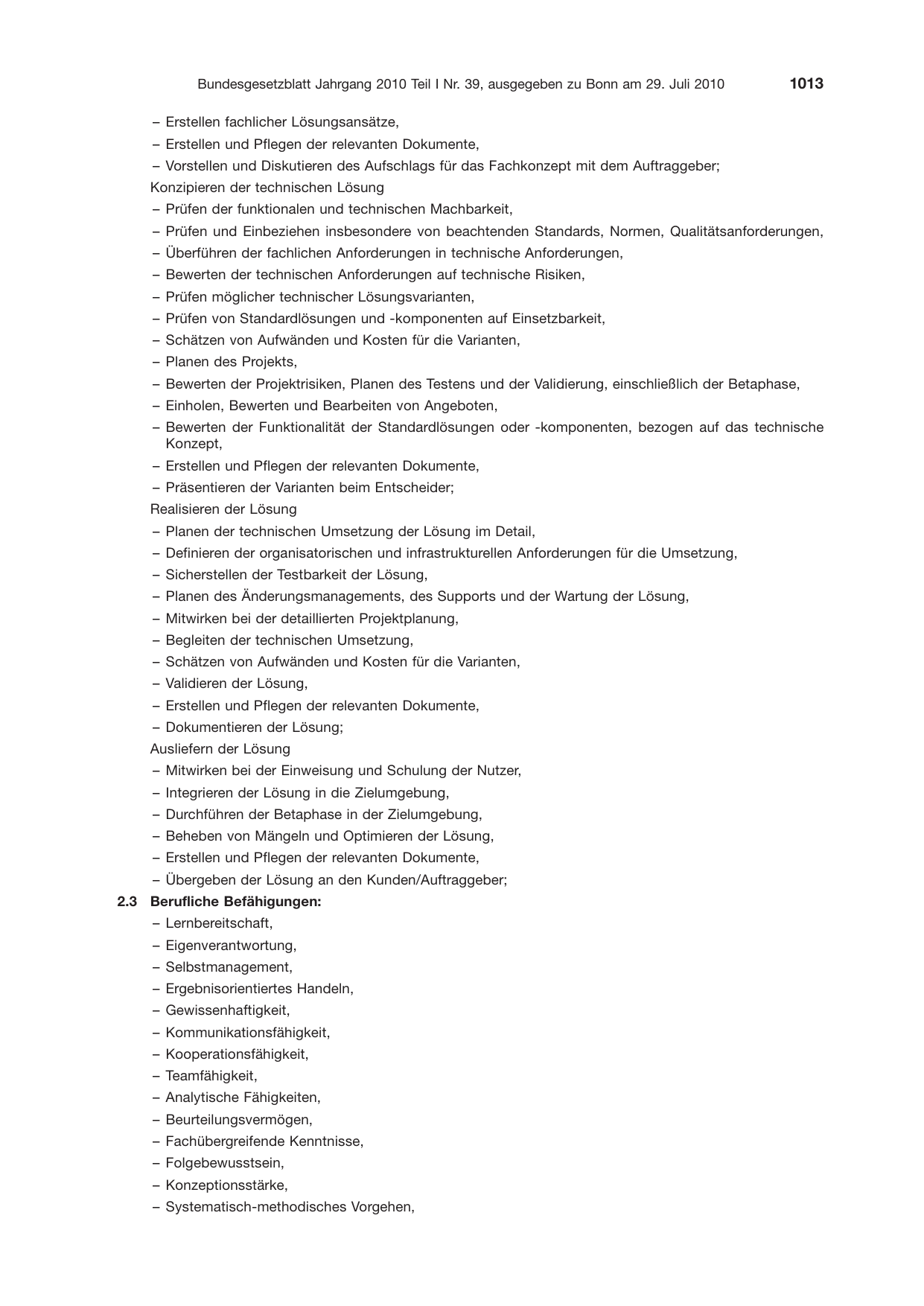 BGBl. 2010, Seite 1013 — Originalseite als Abbildung