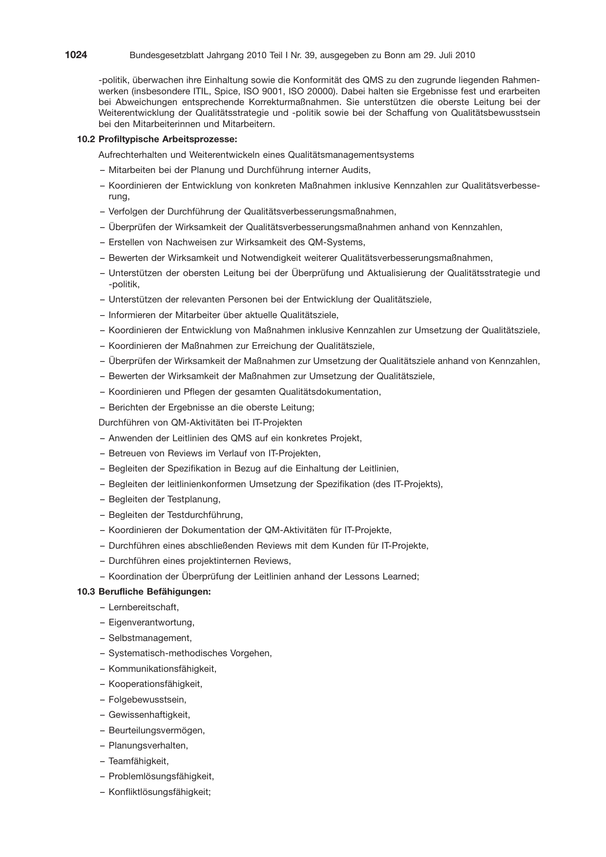 BGBl. 2010, Seite 1024 — Originalseite als Abbildung