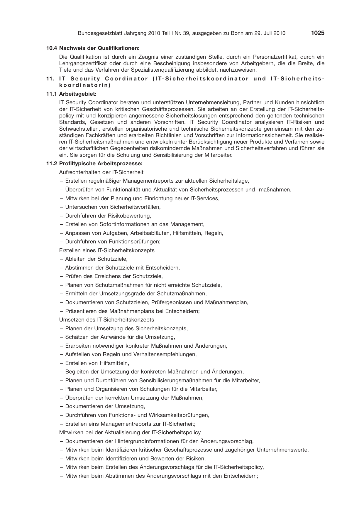 BGBl. 2010, Seite 1025 — Originalseite als Abbildung