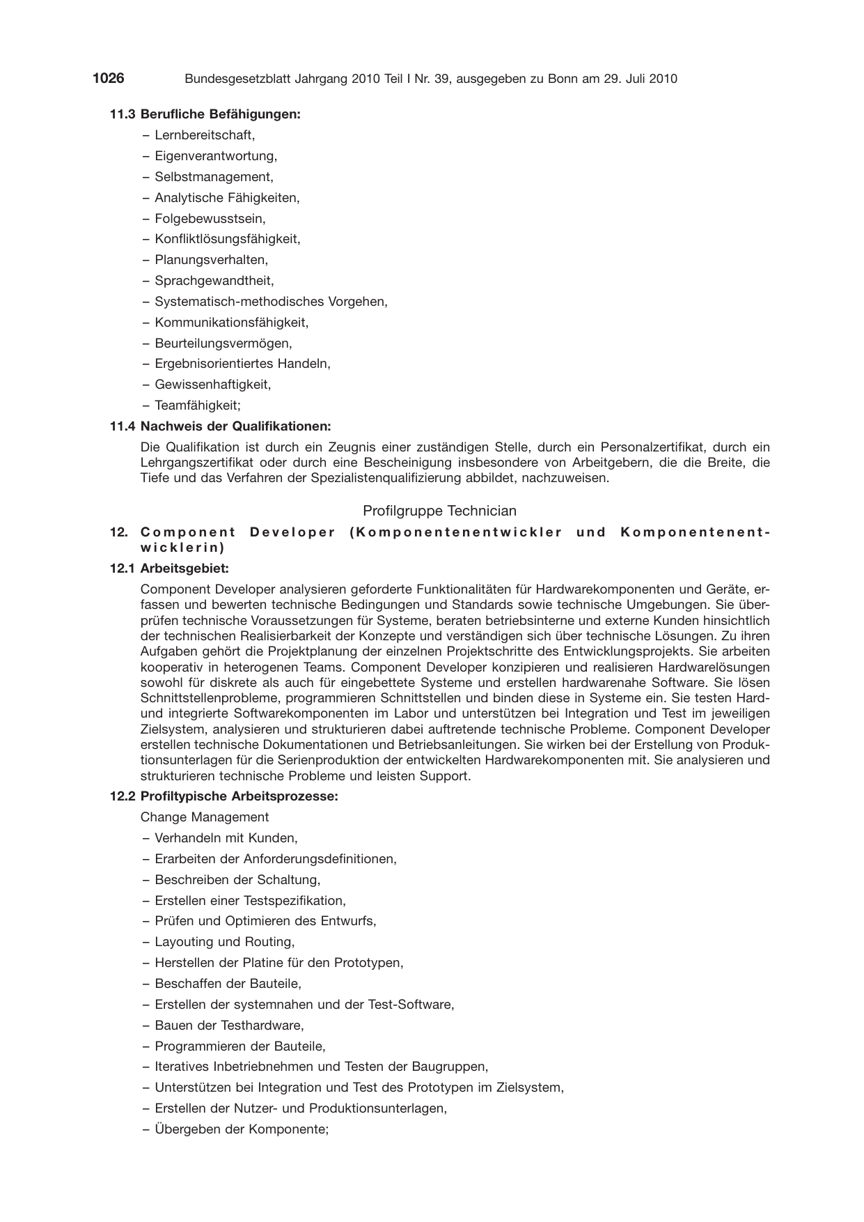 BGBl. 2010, Seite 1026 — Originalseite als Abbildung