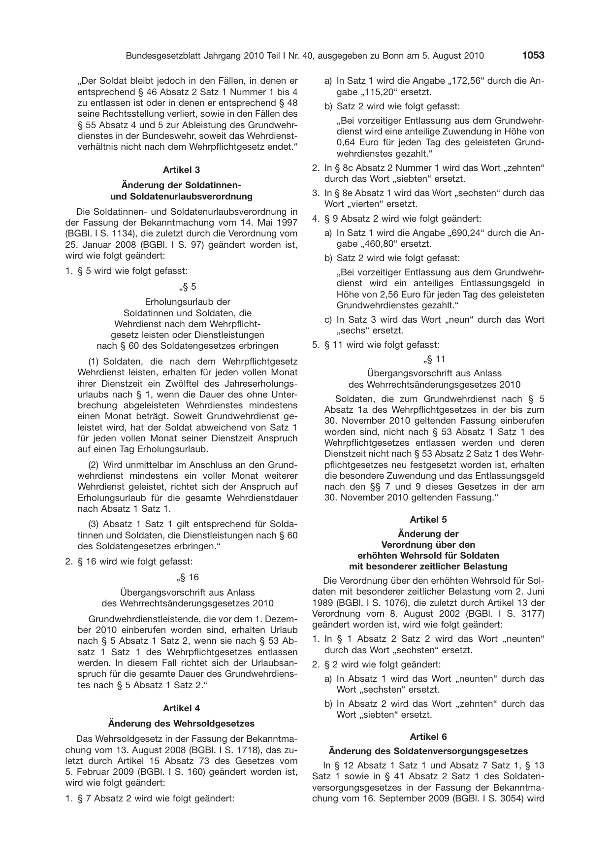 BGBl. 2010, Seite 1053 — Originalseite als Abbildung