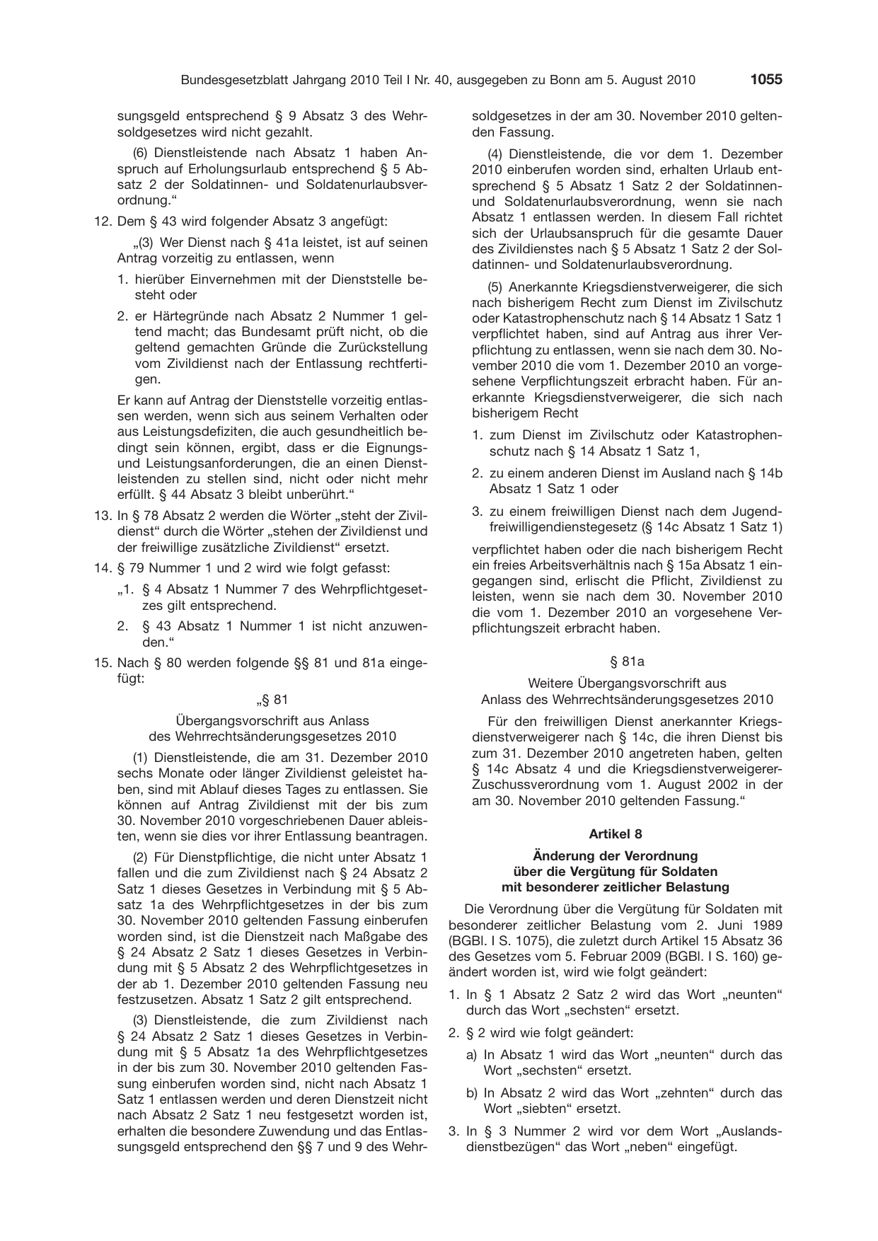 BGBl. 2010, Seite 1055 — Originalseite als Abbildung