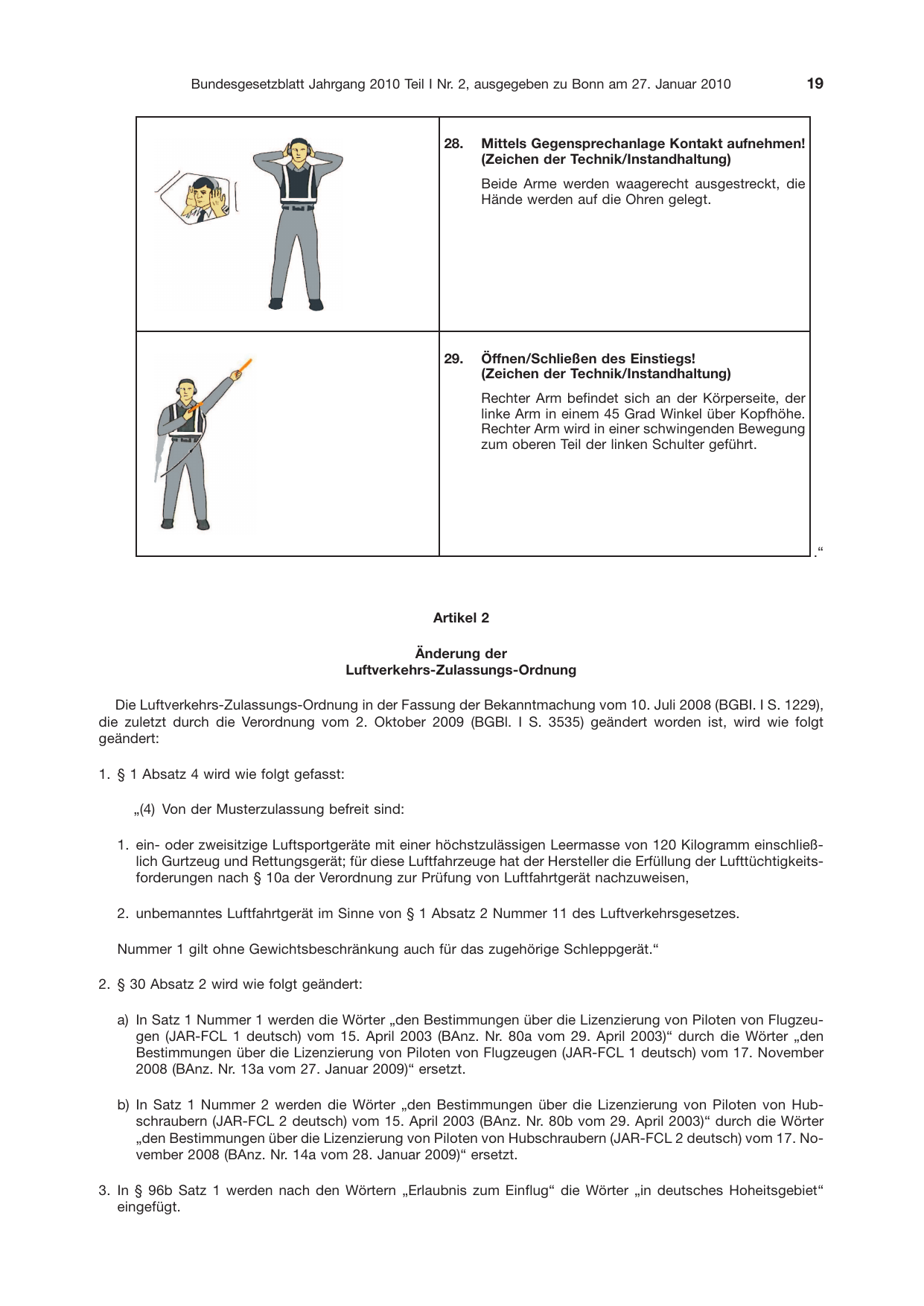 BGBl. 2010, Seite 19 — Originalseite als Abbildung