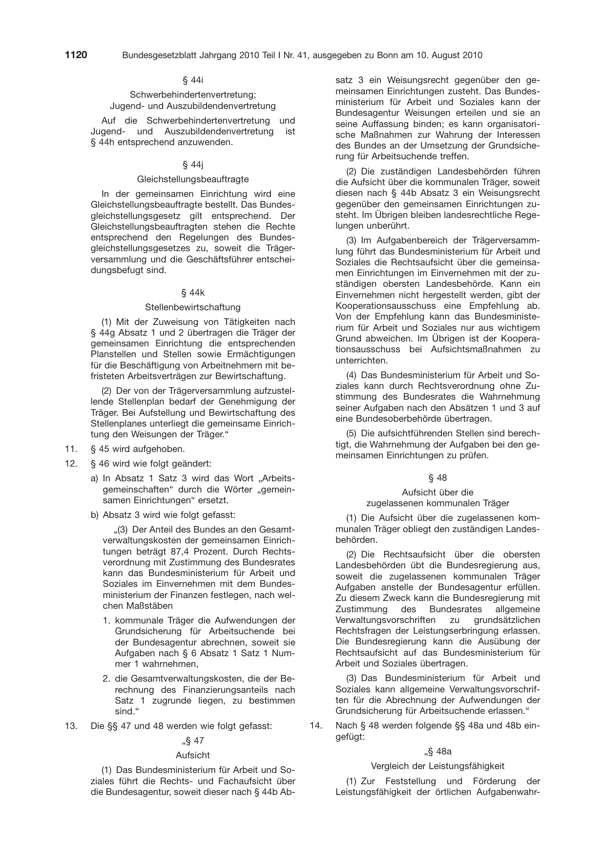 BGBl. 2010, Seite 1120 — Originalseite als Abbildung