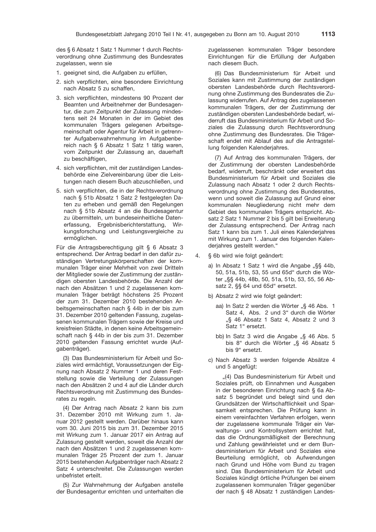 BGBl. 2010, Seite 1113 — Originalseite als Abbildung
