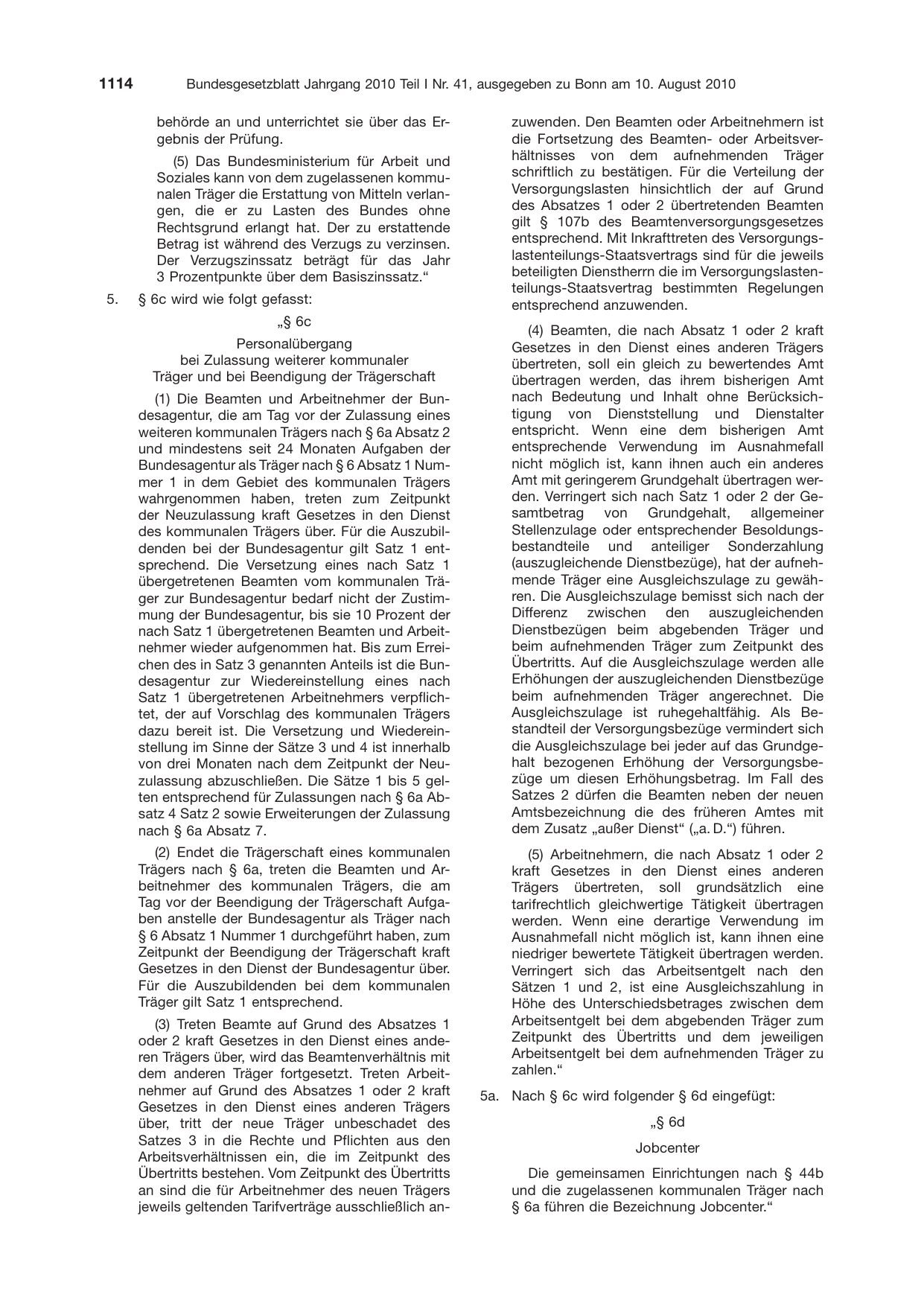 BGBl. 2010, Seite 1114 — Originalseite als Abbildung