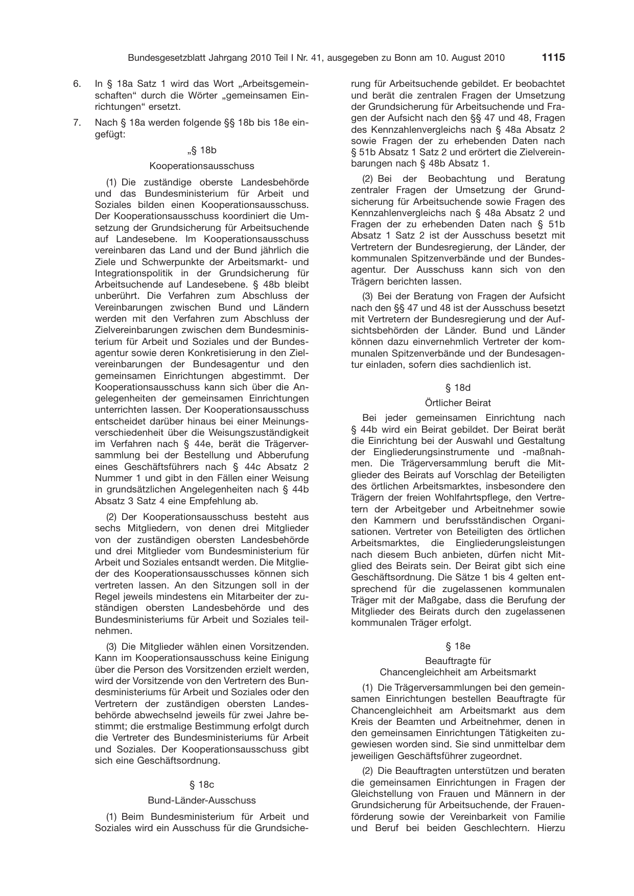 BGBl. 2010, Seite 1115 — Originalseite als Abbildung