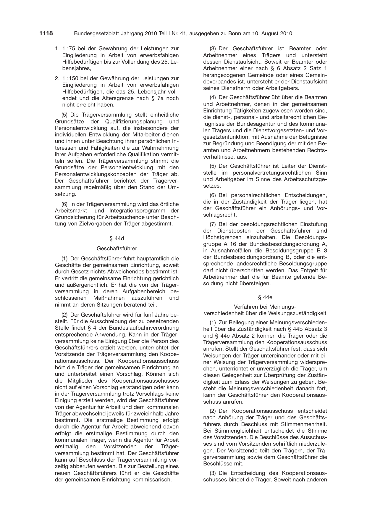 BGBl. 2010, Seite 1118 — Originalseite als Abbildung