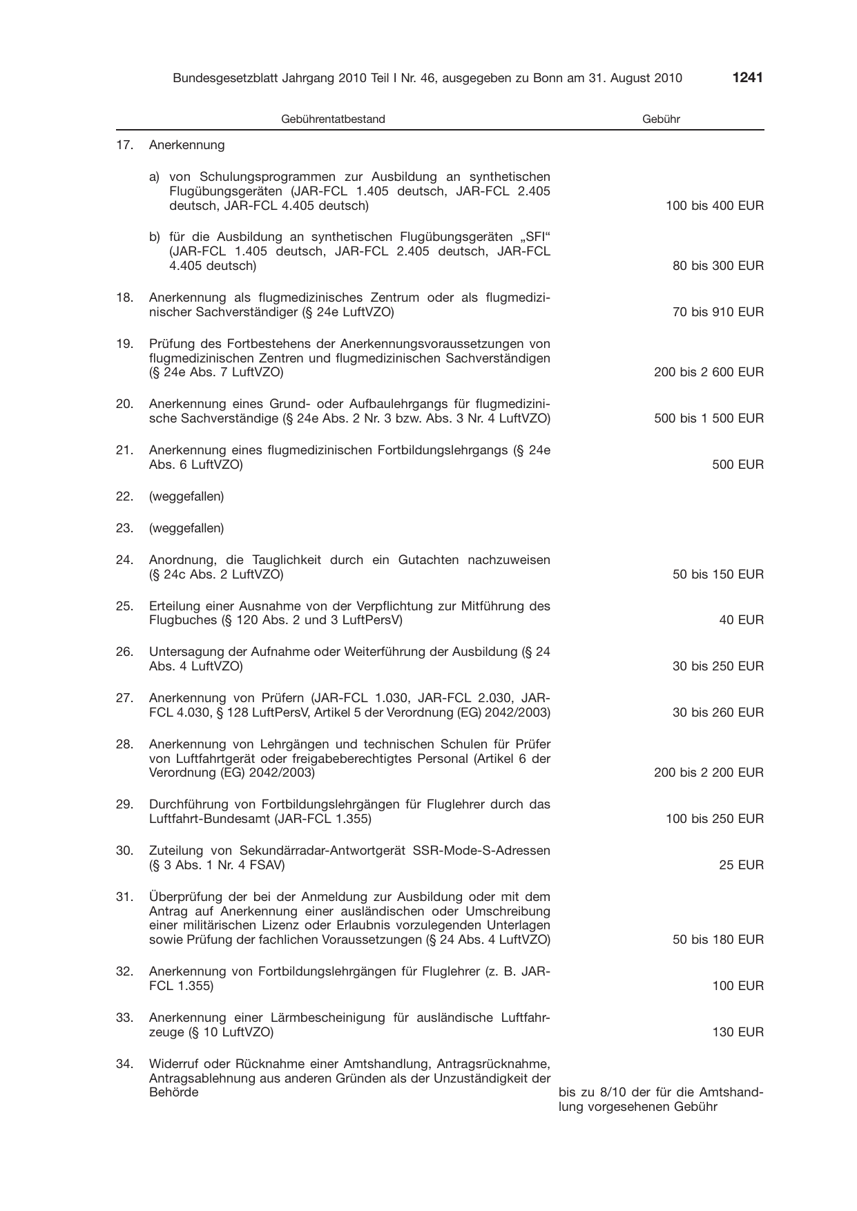 BGBl. 2010, Seite 1241 — Originalseite als Abbildung
