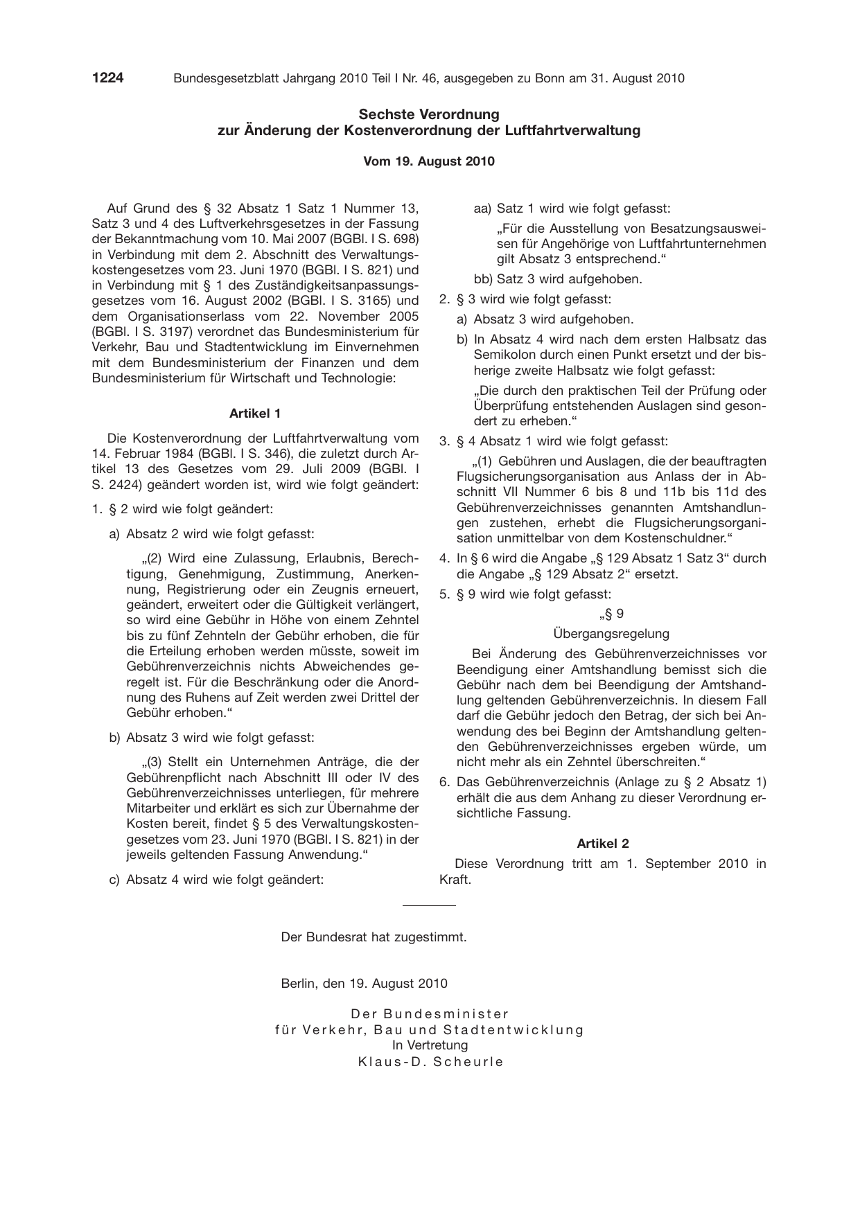 BGBl. 2010, Seite 1224 — Originalseite als Abbildung