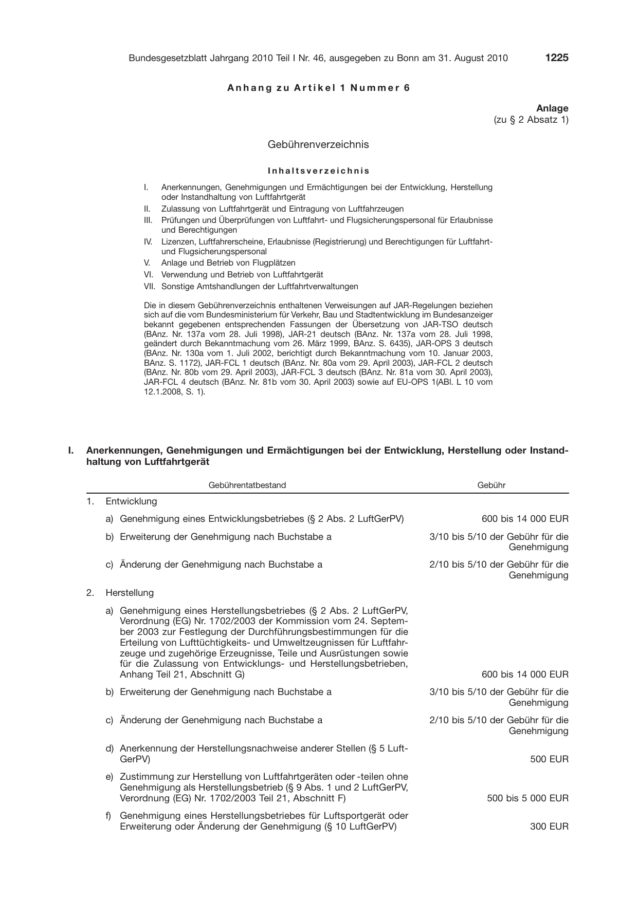 BGBl. 2010, Seite 1225 — Originalseite als Abbildung