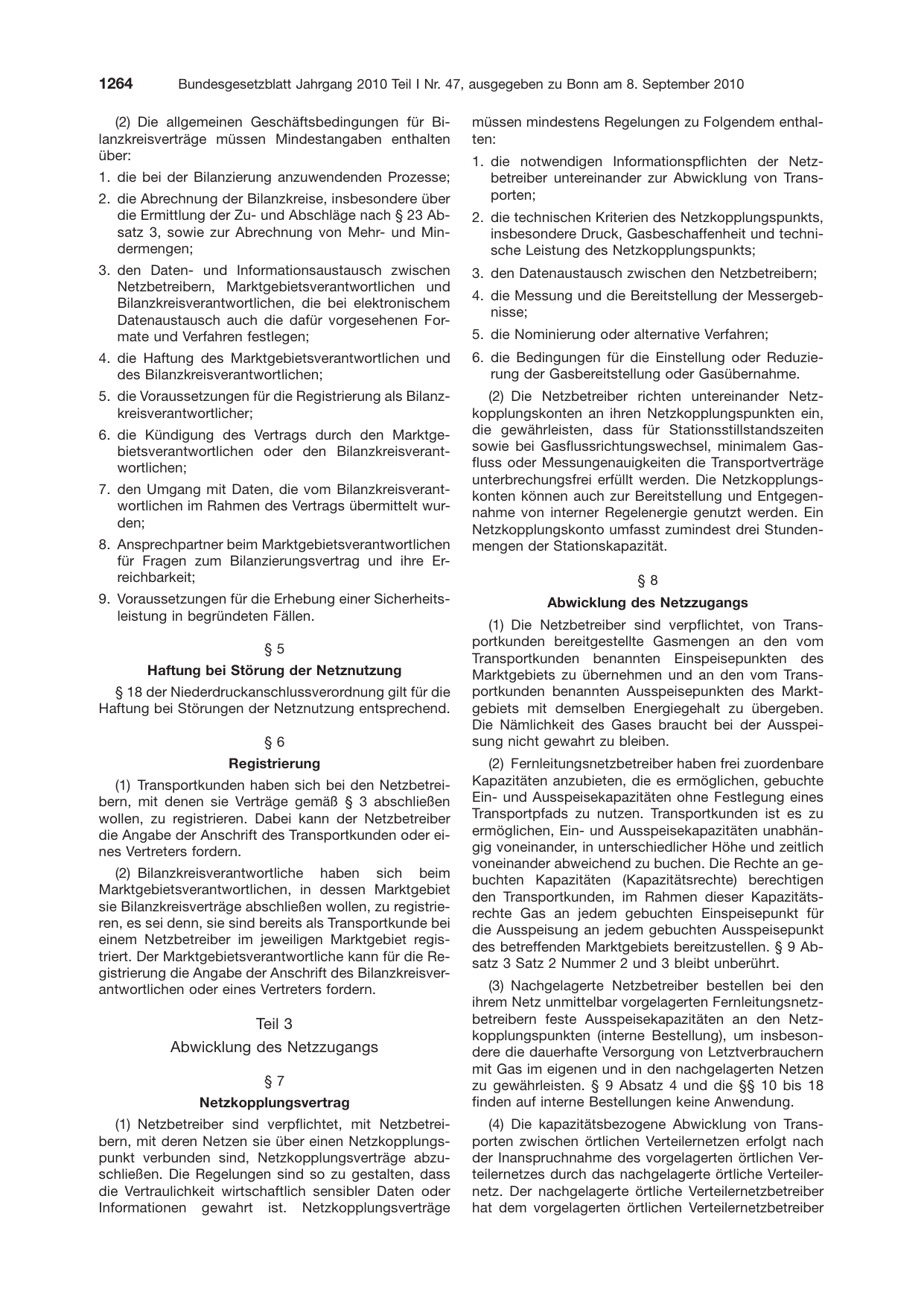 BGBl. 2010, Seite 1264 — Originalseite als Abbildung