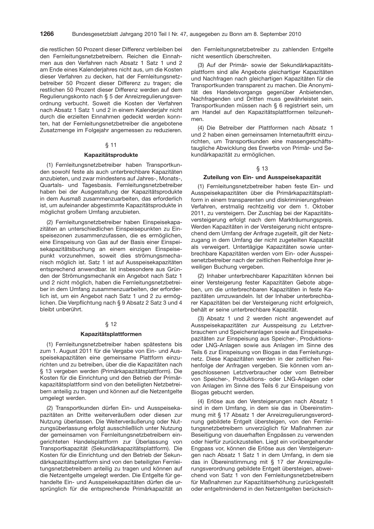 BGBl. 2010, Seite 1266 — Originalseite als Abbildung