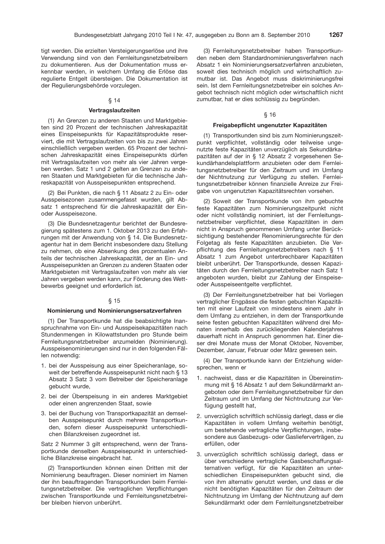 BGBl. 2010, Seite 1267 — Originalseite als Abbildung