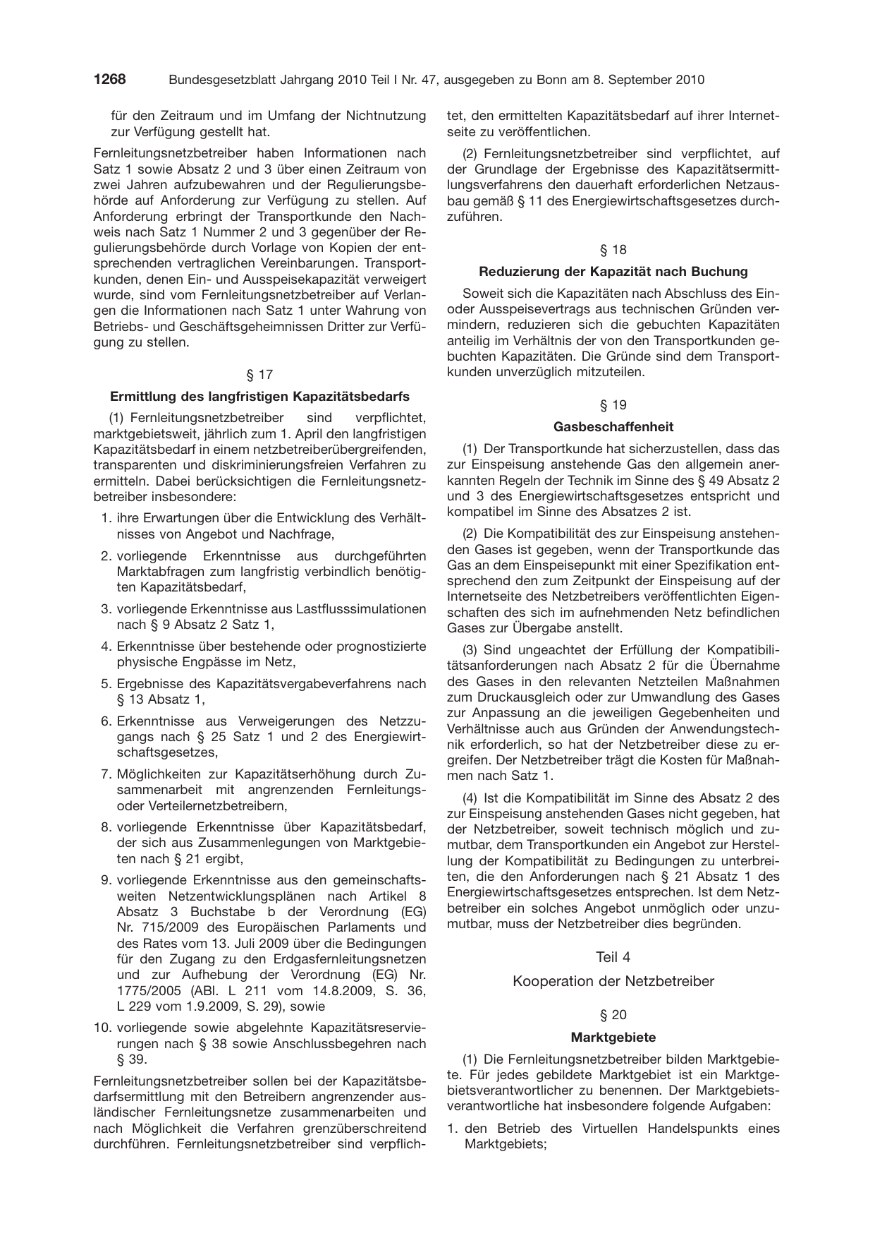 BGBl. 2010, Seite 1268 — Originalseite als Abbildung