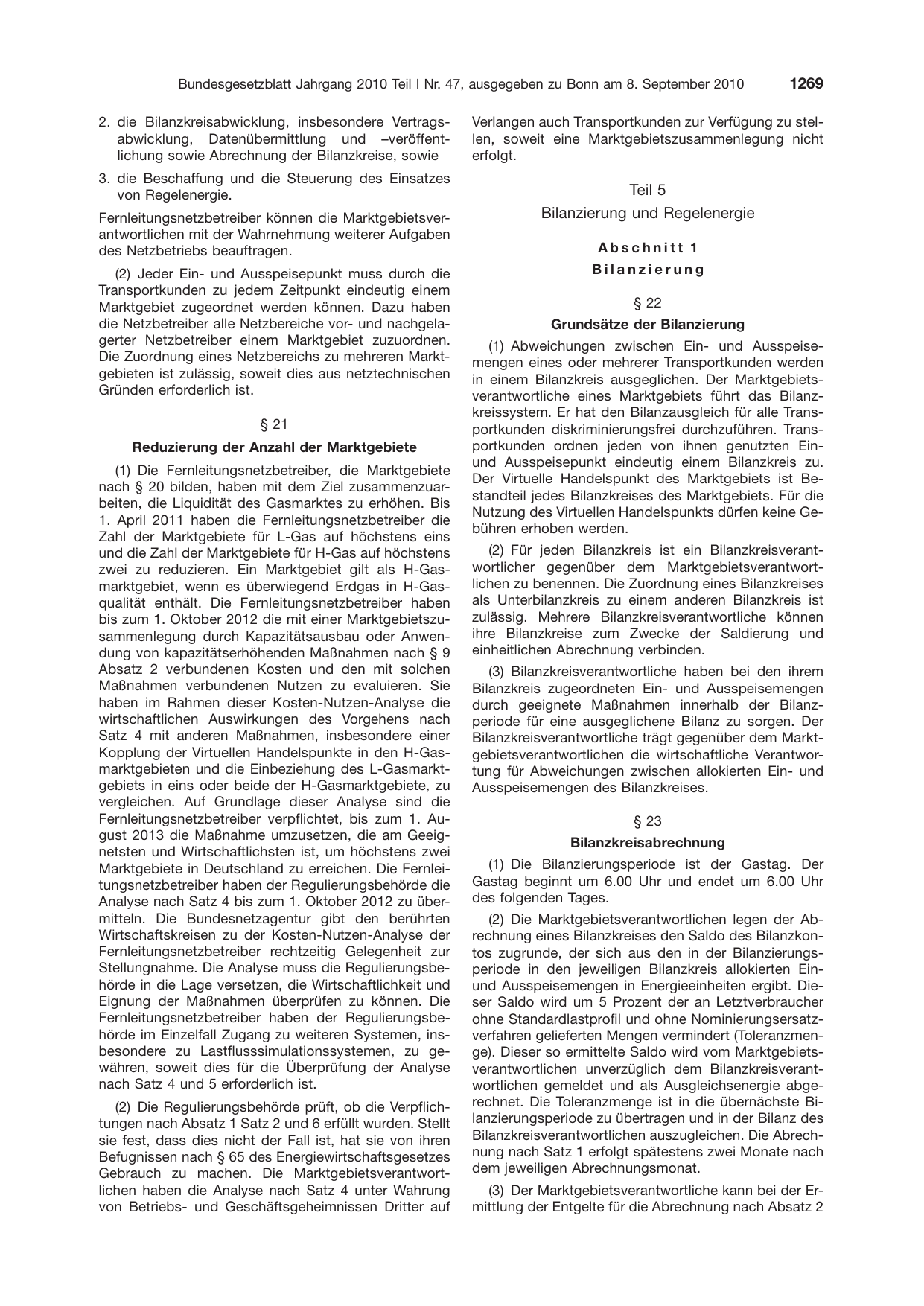 BGBl. 2010, Seite 1269 — Originalseite als Abbildung