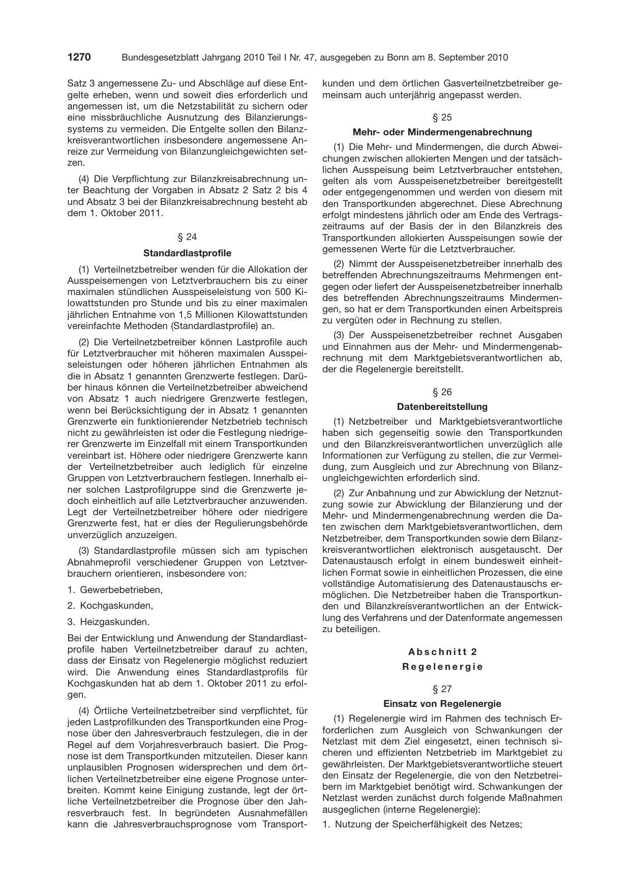 BGBl. 2010, Seite 1270 — Originalseite als Abbildung