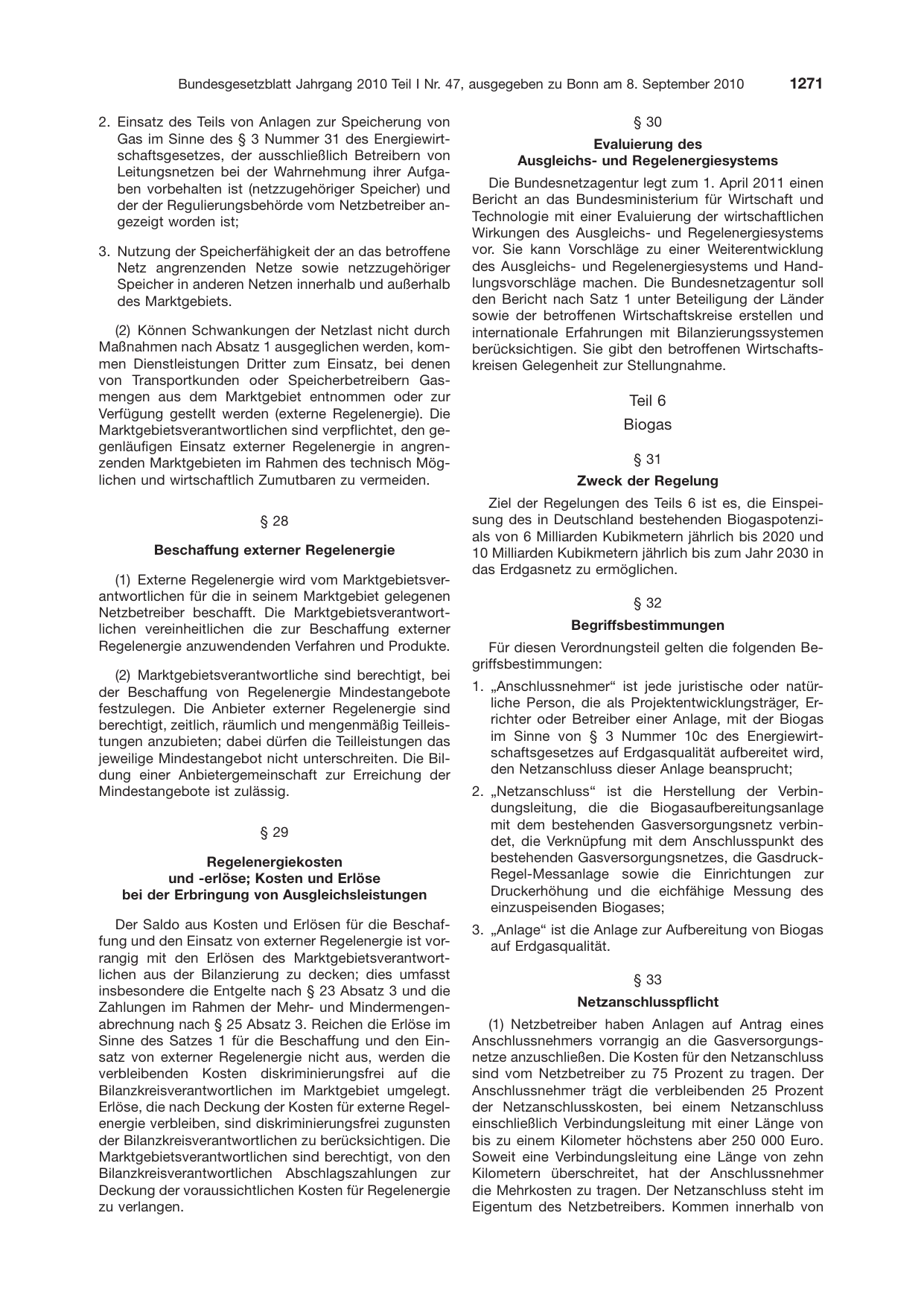 BGBl. 2010, Seite 1271 — Originalseite als Abbildung