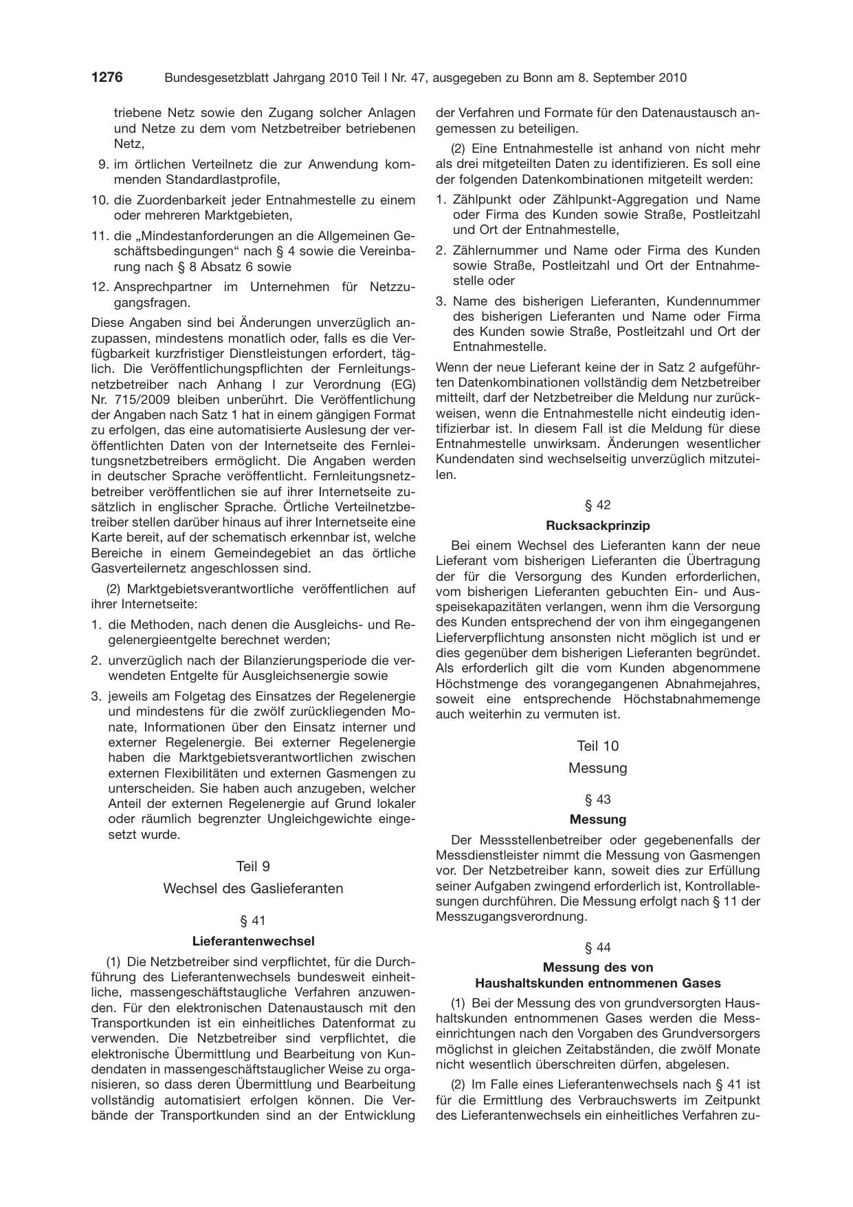 BGBl. 2010, Seite 1276 — Originalseite als Abbildung