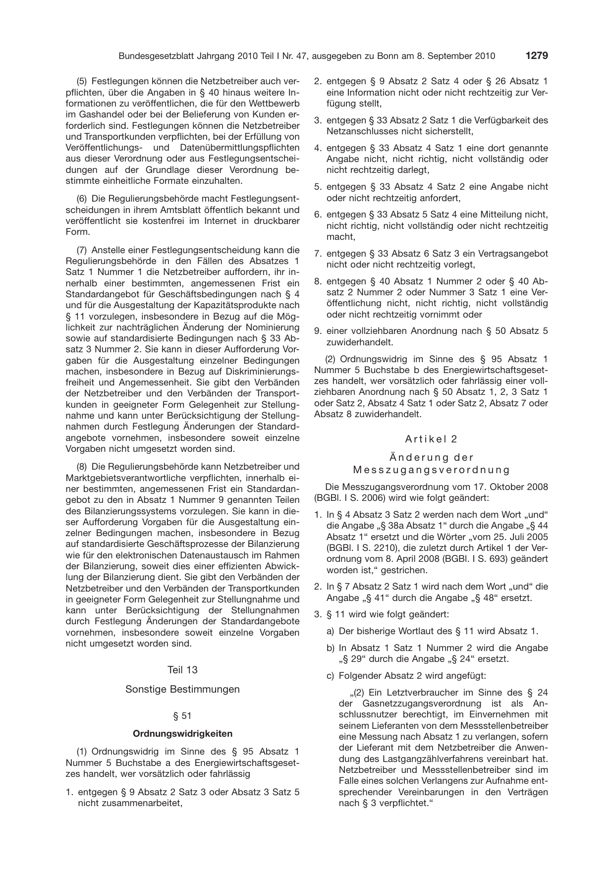 BGBl. 2010, Seite 1279 — Originalseite als Abbildung