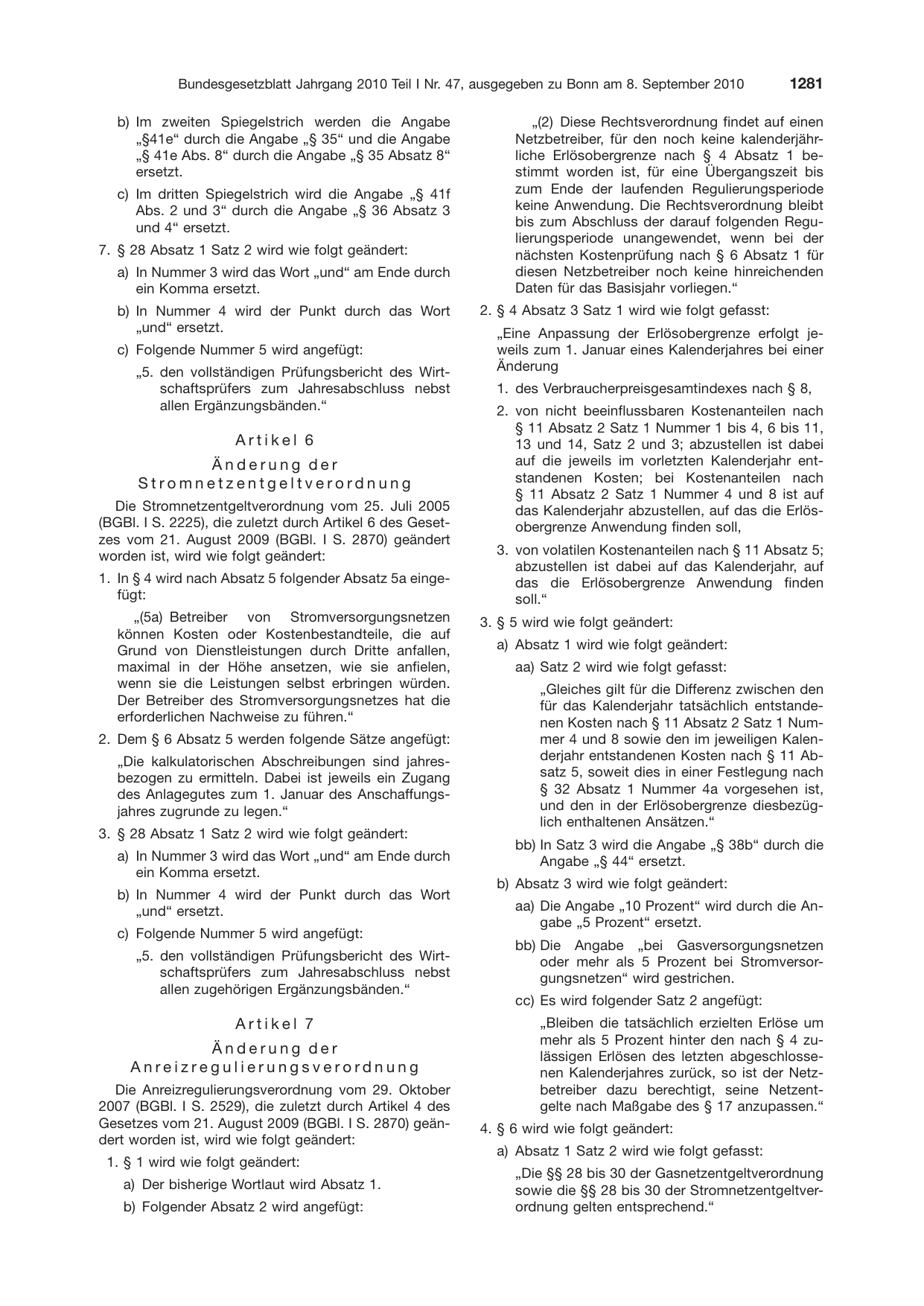 BGBl. 2010, Seite 1281 — Originalseite als Abbildung