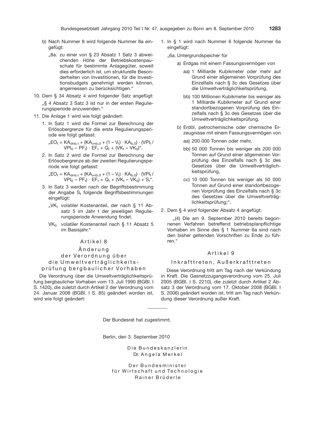 BGBl. 2010, Seite 1283 — Originalseite als Abbildung