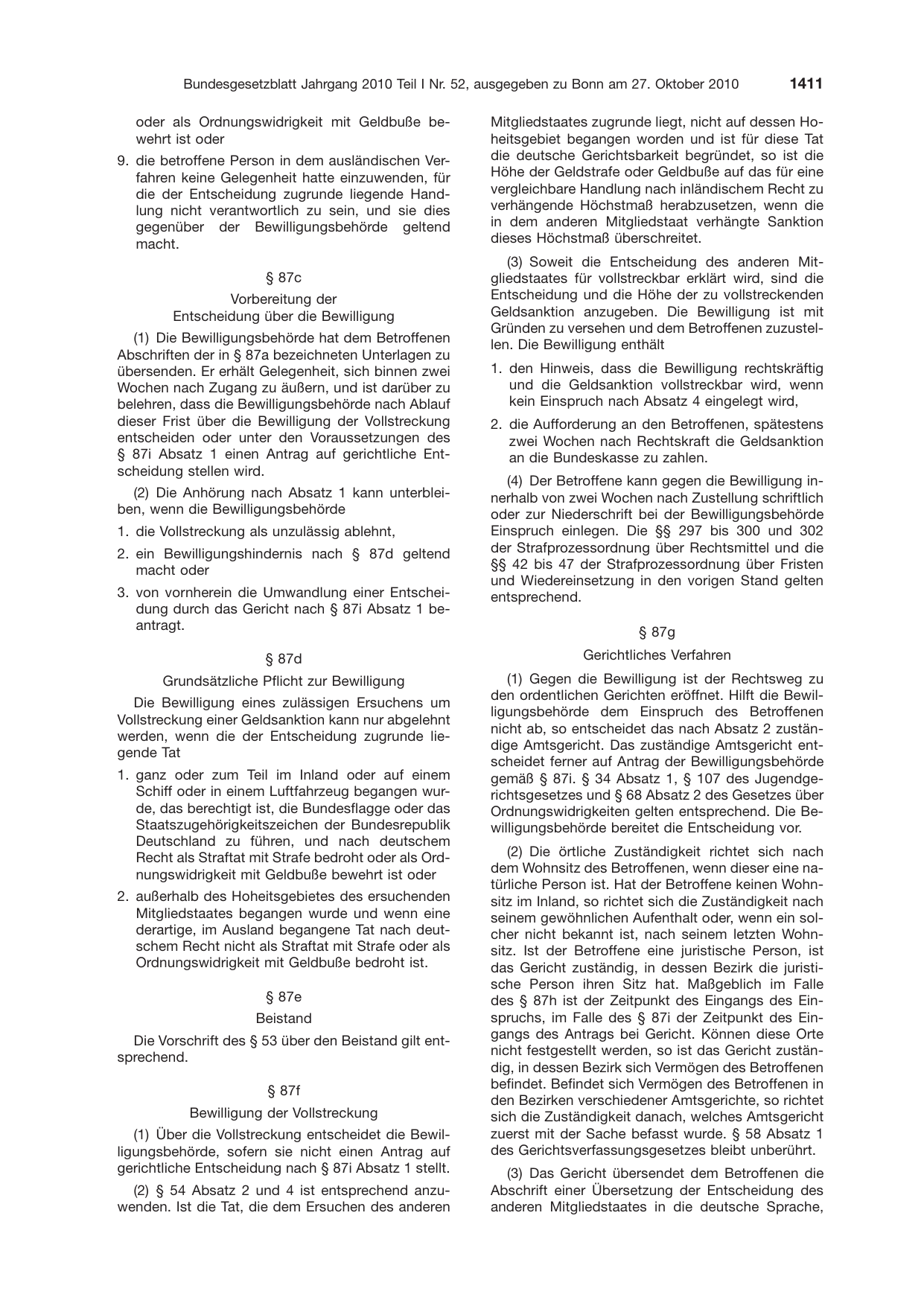 BGBl. 2010, Seite 1411 — Originalseite als Abbildung