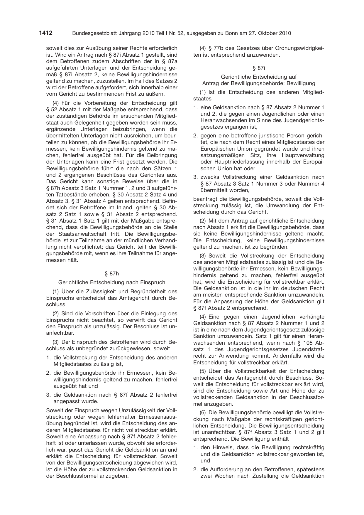 BGBl. 2010, Seite 1412 — Originalseite als Abbildung