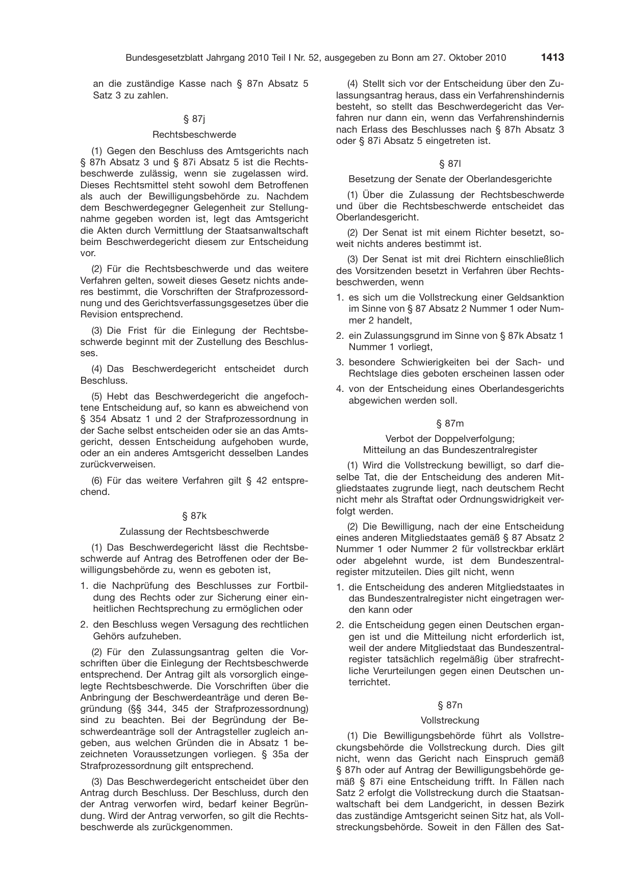 BGBl. 2010, Seite 1413 — Originalseite als Abbildung