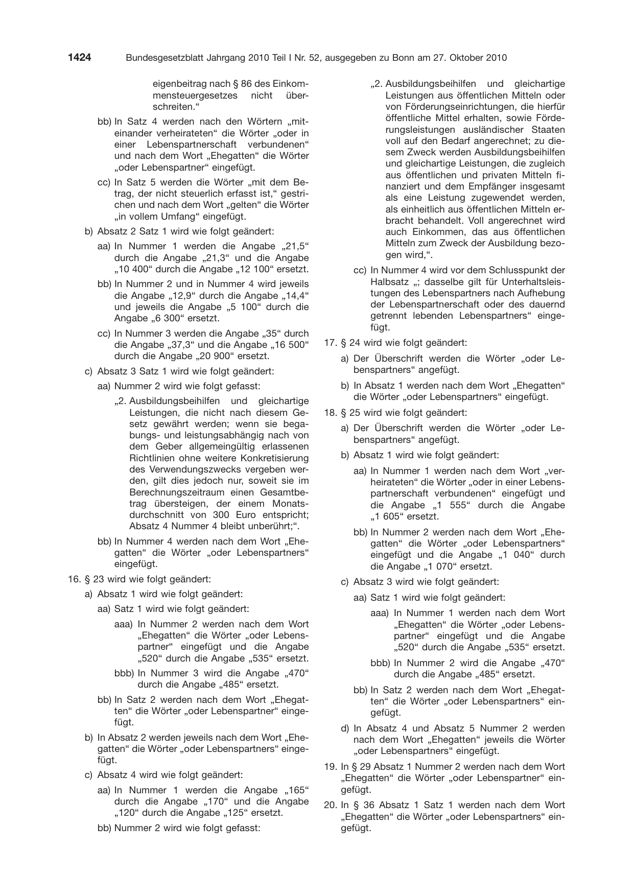 BGBl. 2010, Seite 1424 — Originalseite als Abbildung