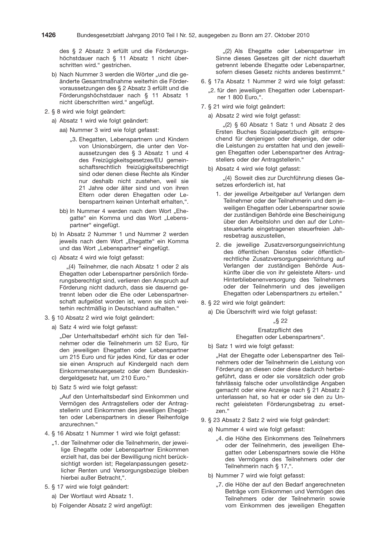BGBl. 2010, Seite 1426 — Originalseite als Abbildung