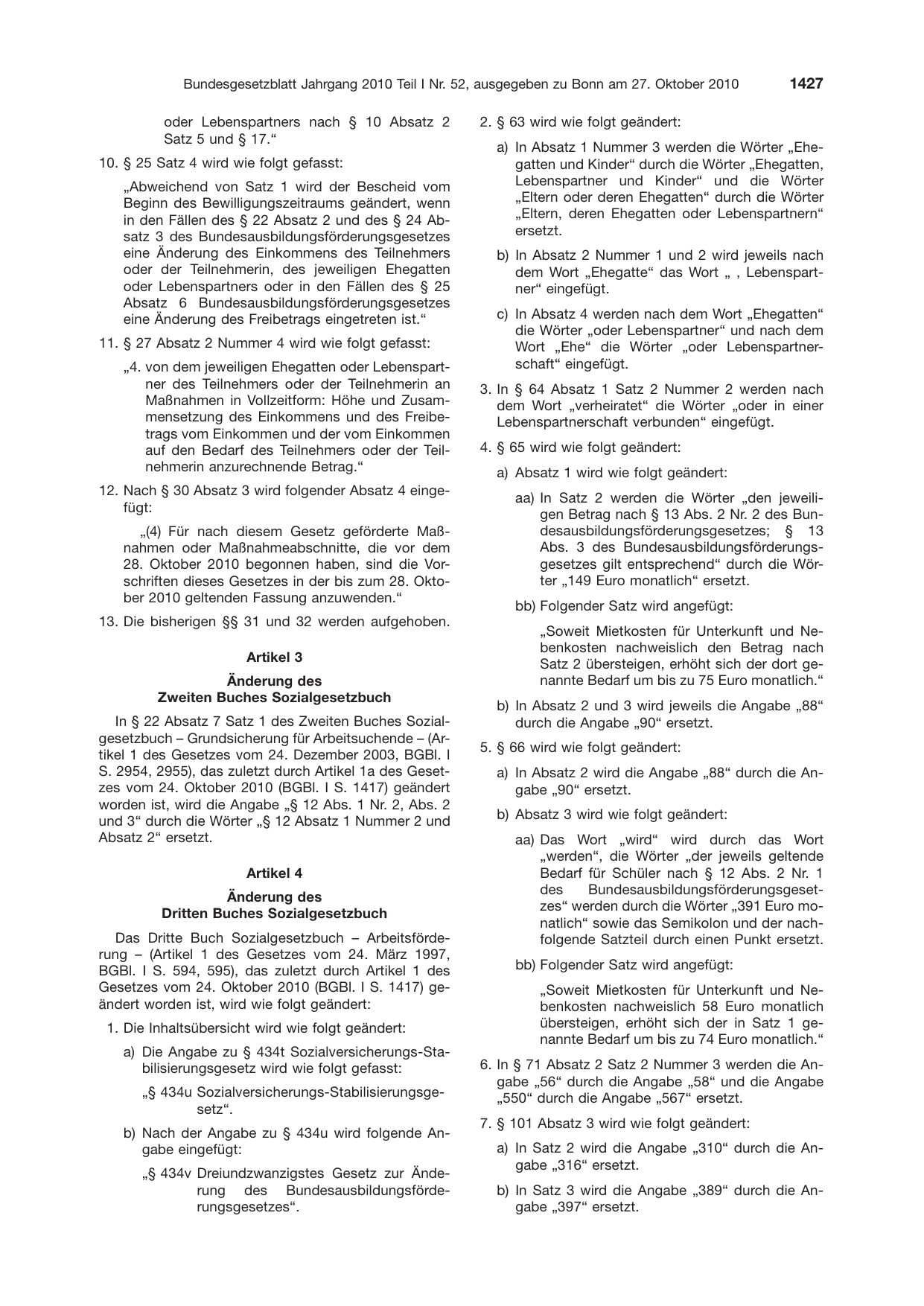 BGBl. 2010, Seite 1427 — Originalseite als Abbildung