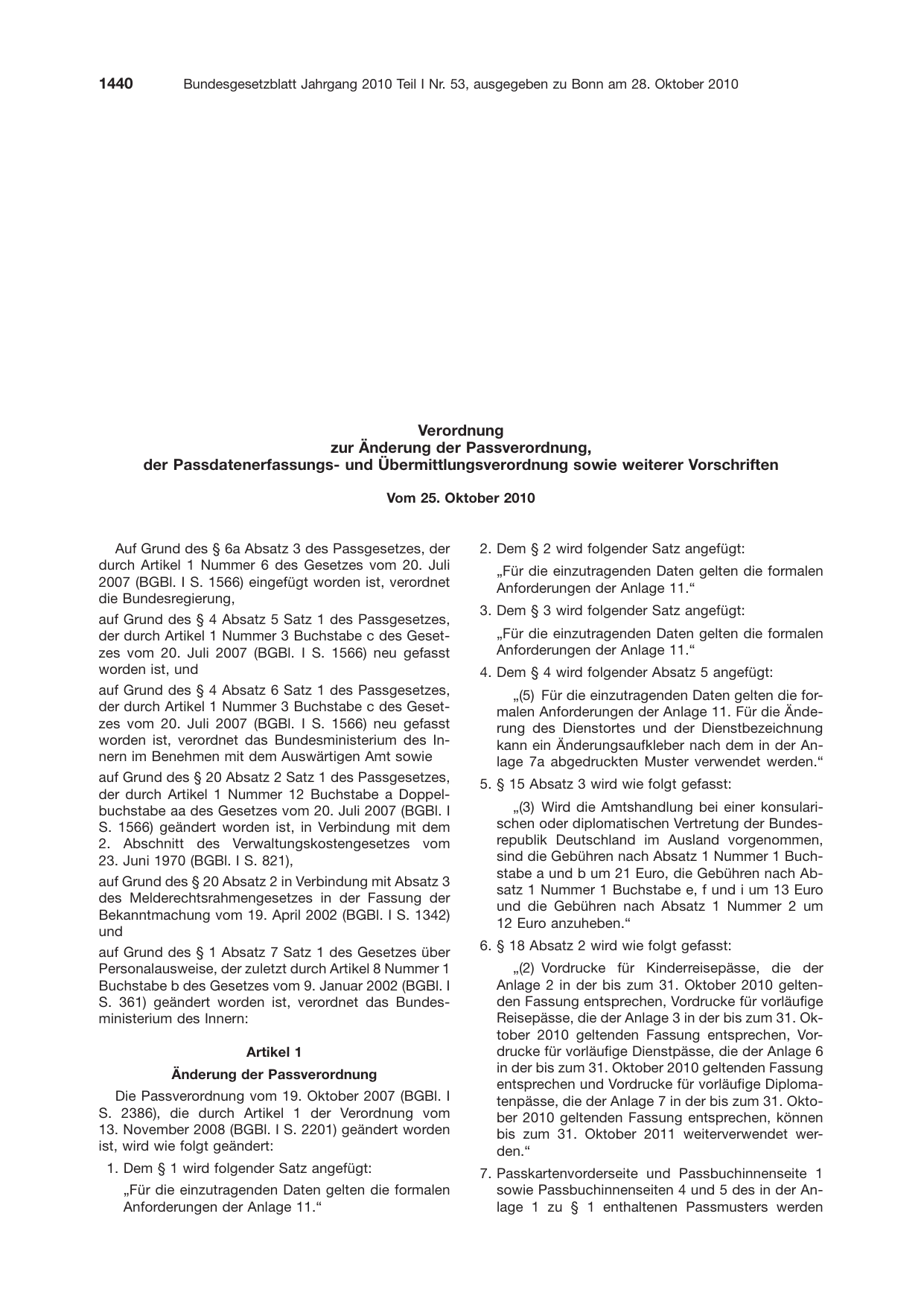 BGBl. 2010, Seite 1440 — Originalseite als Abbildung
