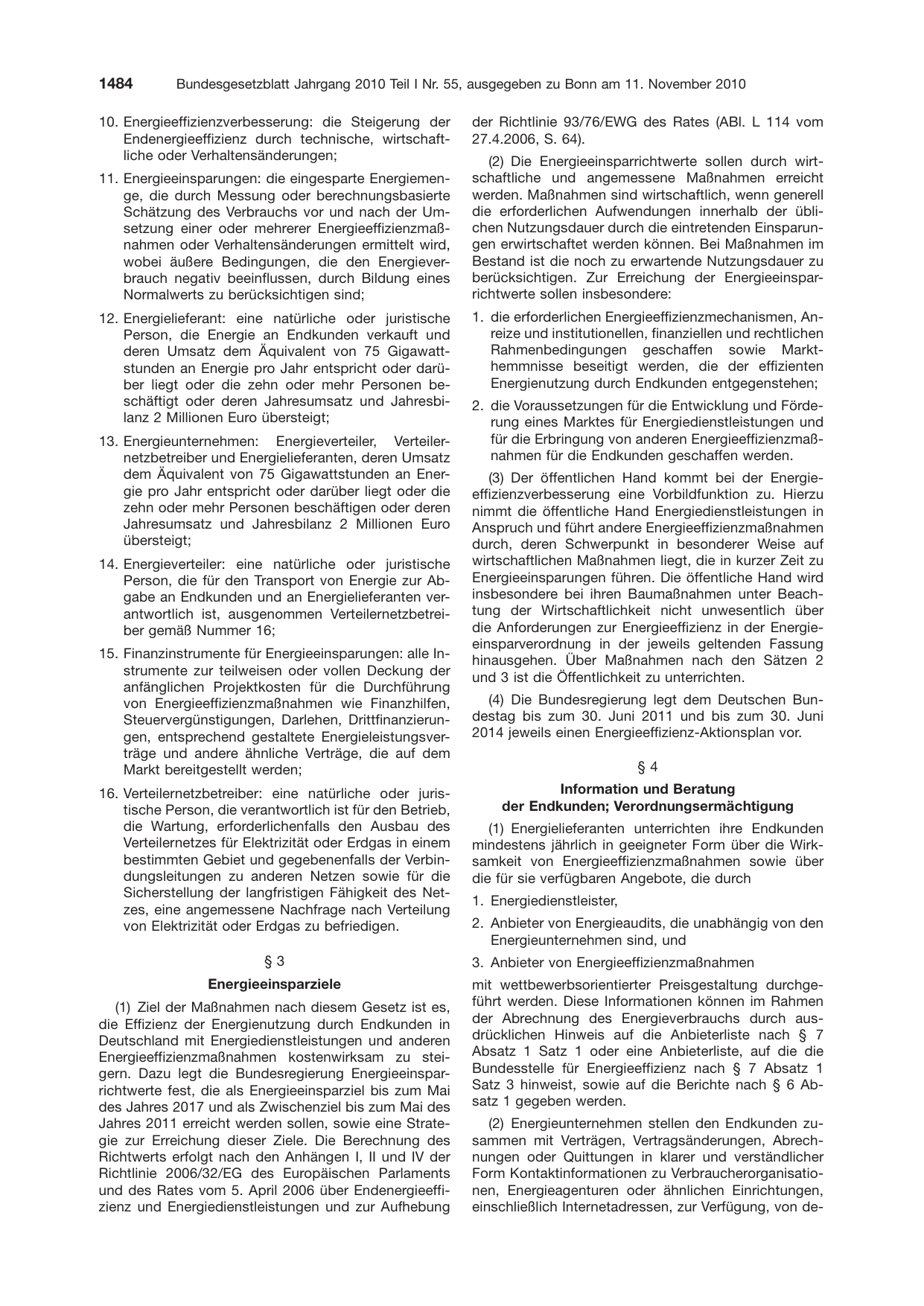 BGBl. 2010, Seite 1484 — Originalseite als Abbildung