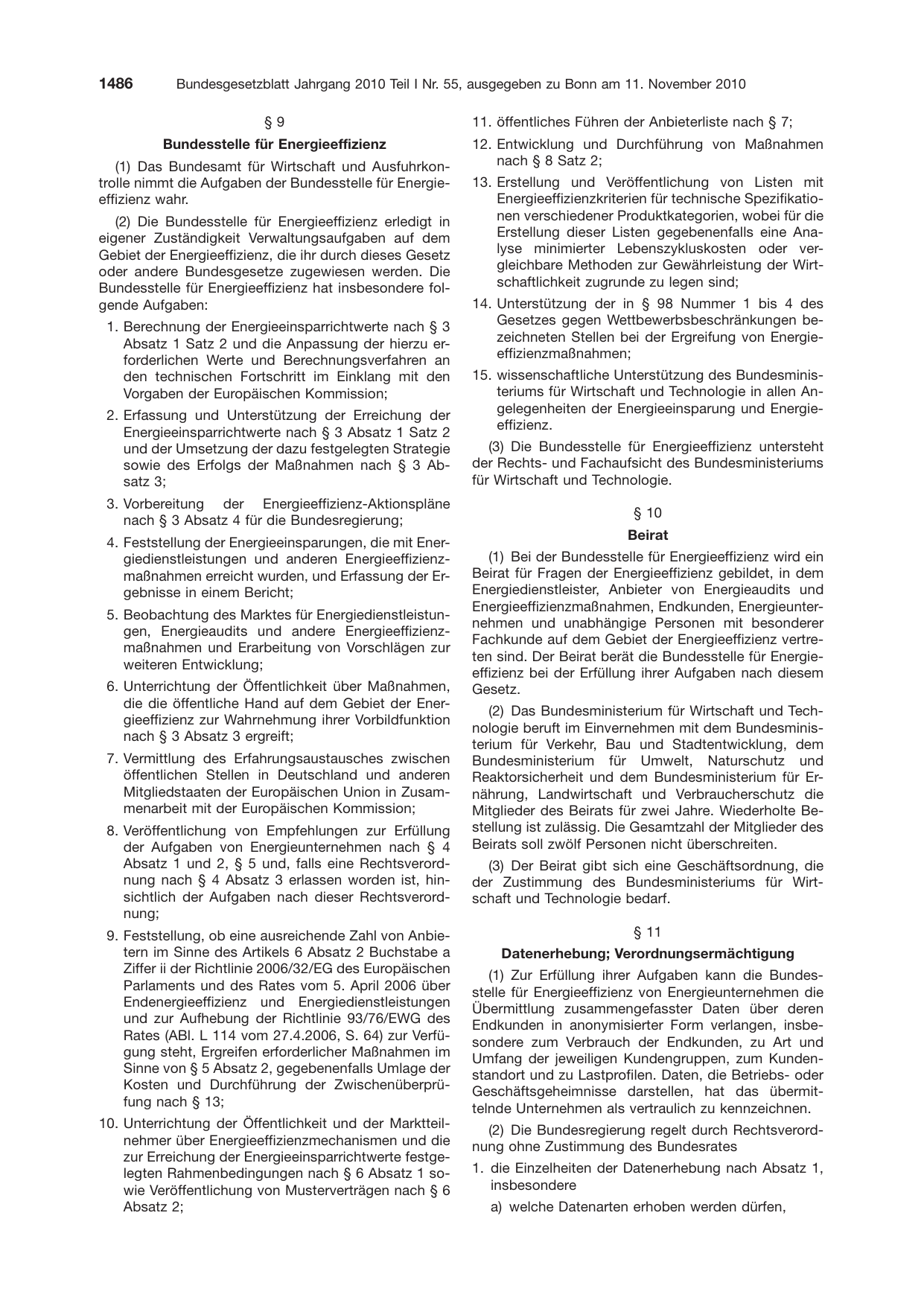BGBl. 2010, Seite 1486 — Originalseite als Abbildung