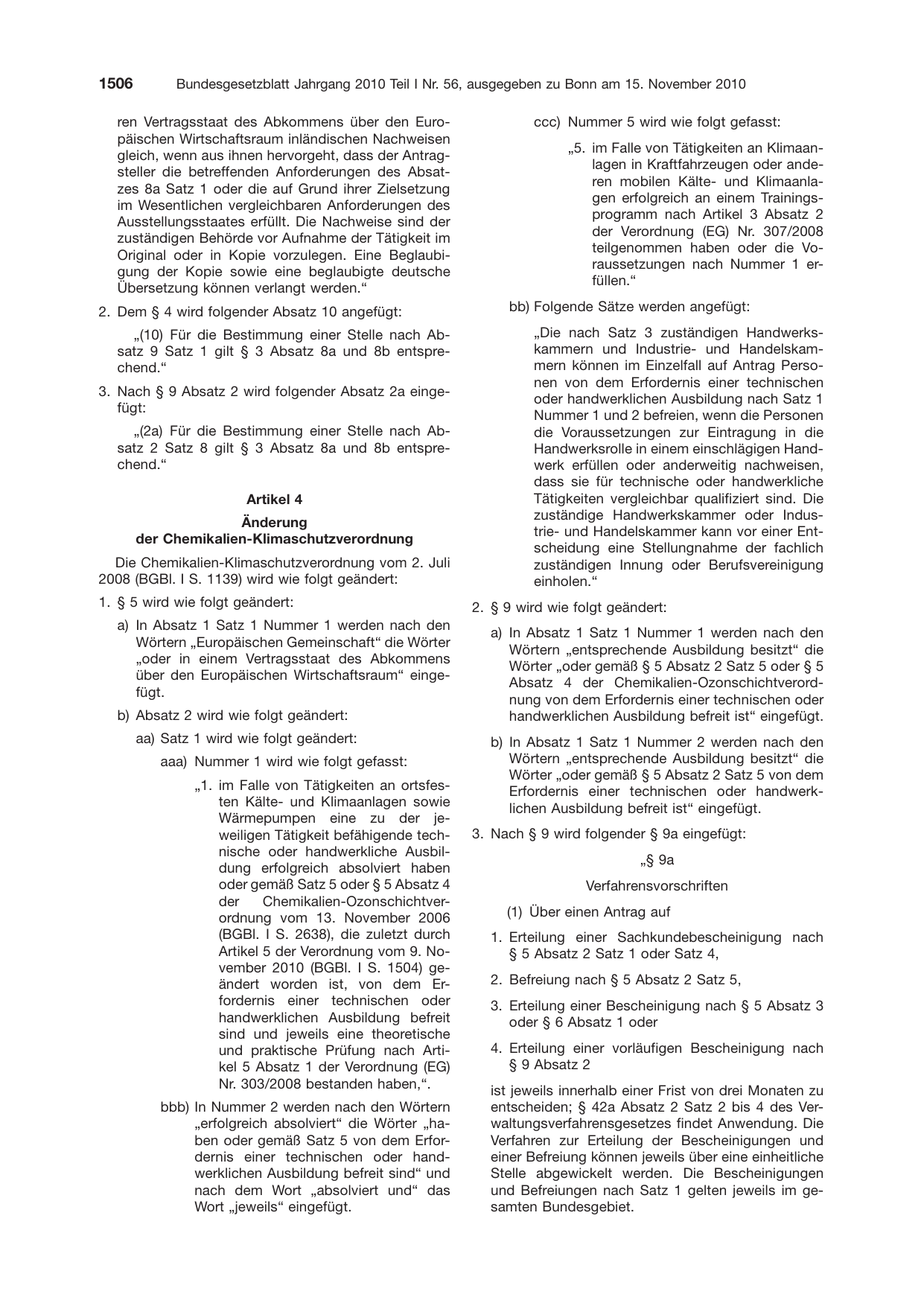 BGBl. 2010, Seite 1506 — Originalseite als Abbildung