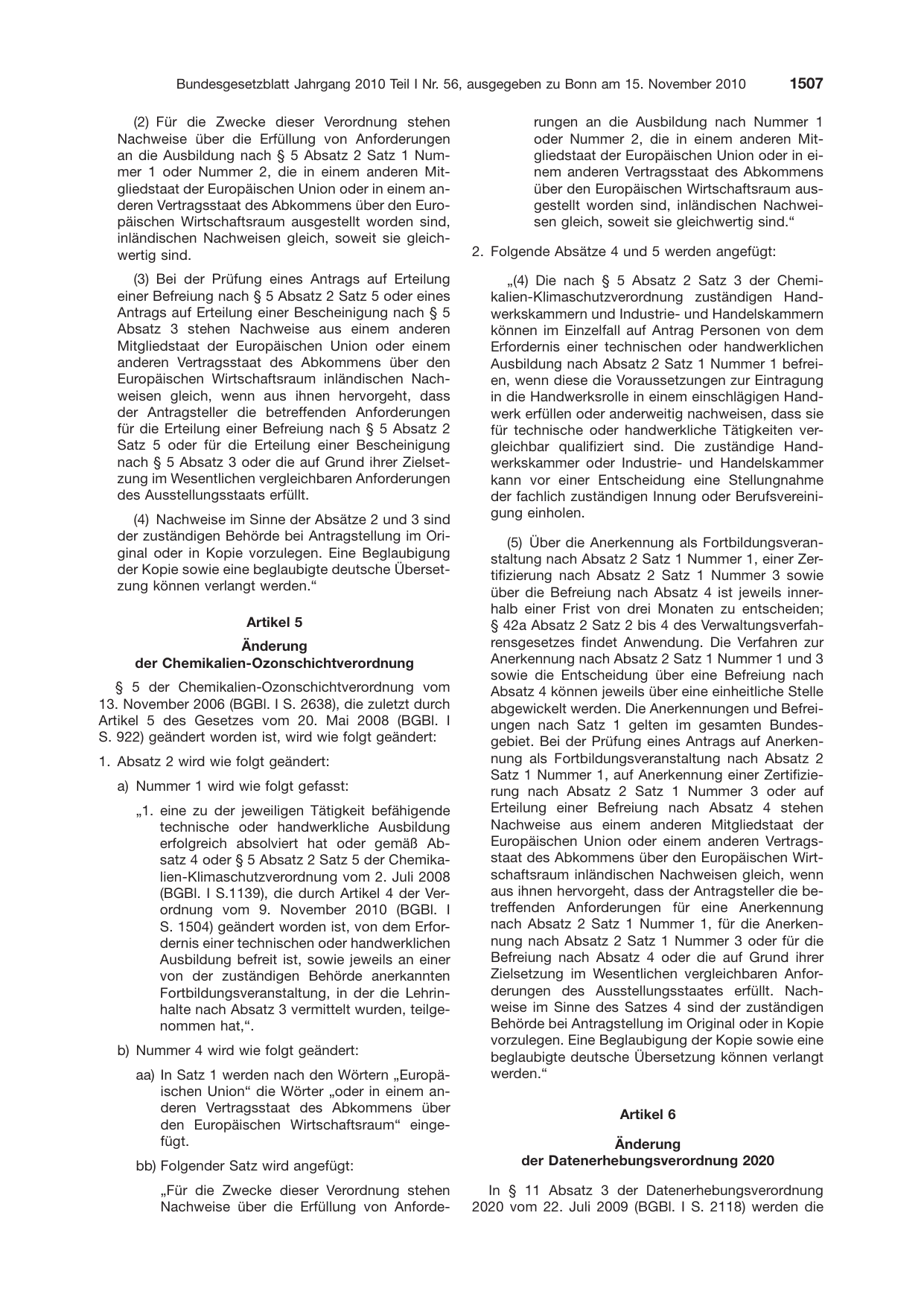 BGBl. 2010, Seite 1507 — Originalseite als Abbildung