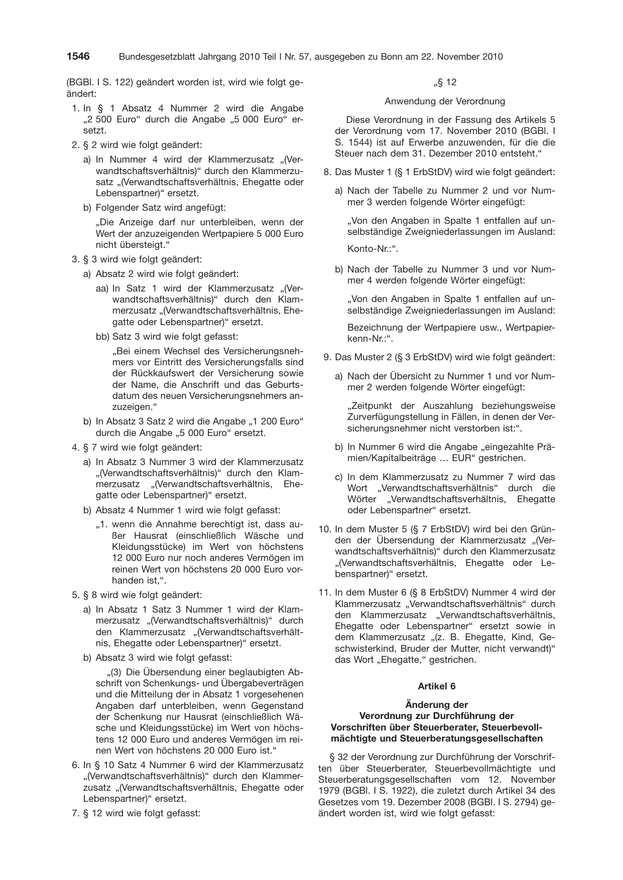BGBl. 2010, Seite 1546 — Originalseite als Abbildung