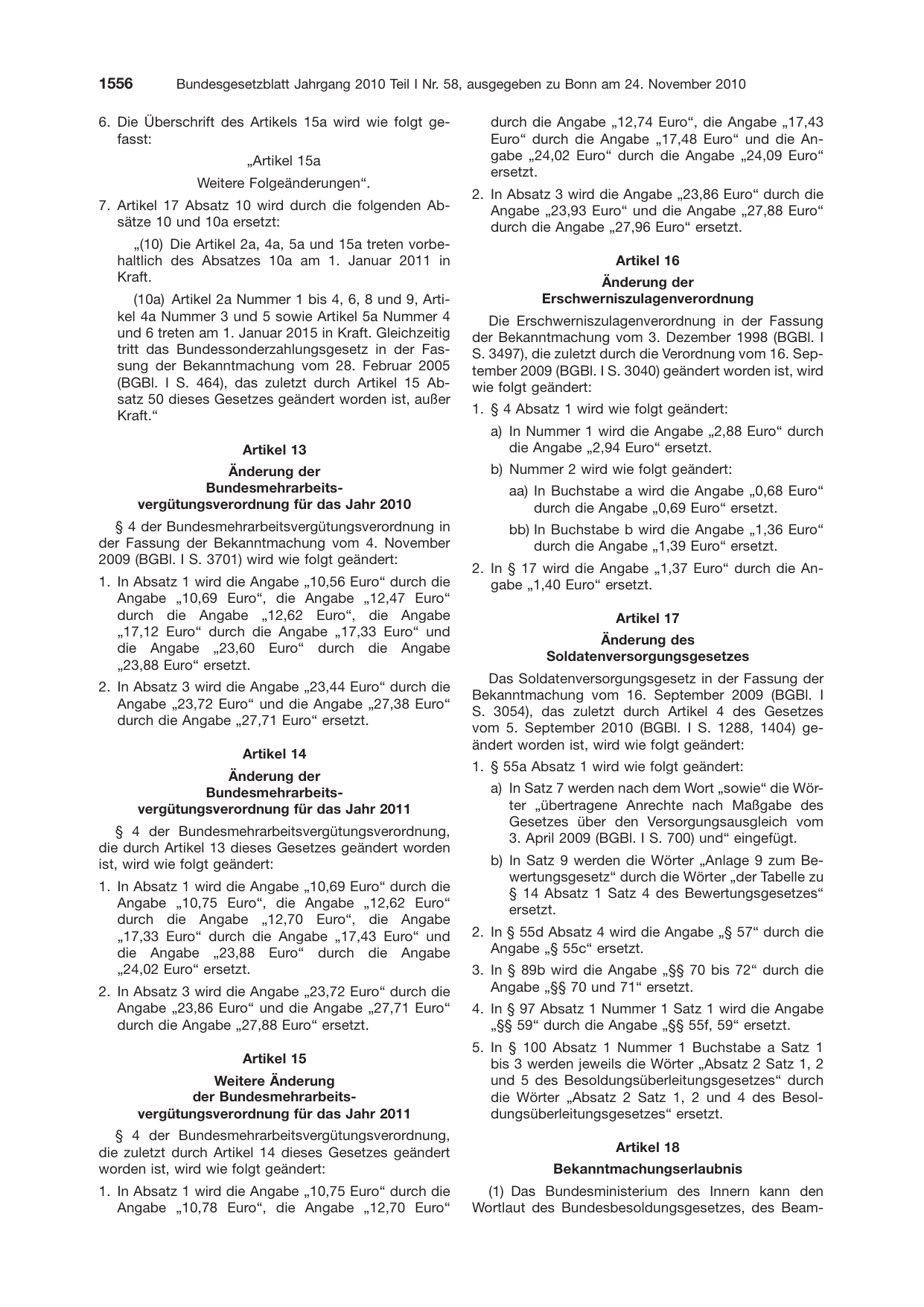 BGBl. 2010, Seite 1556 — Originalseite als Abbildung