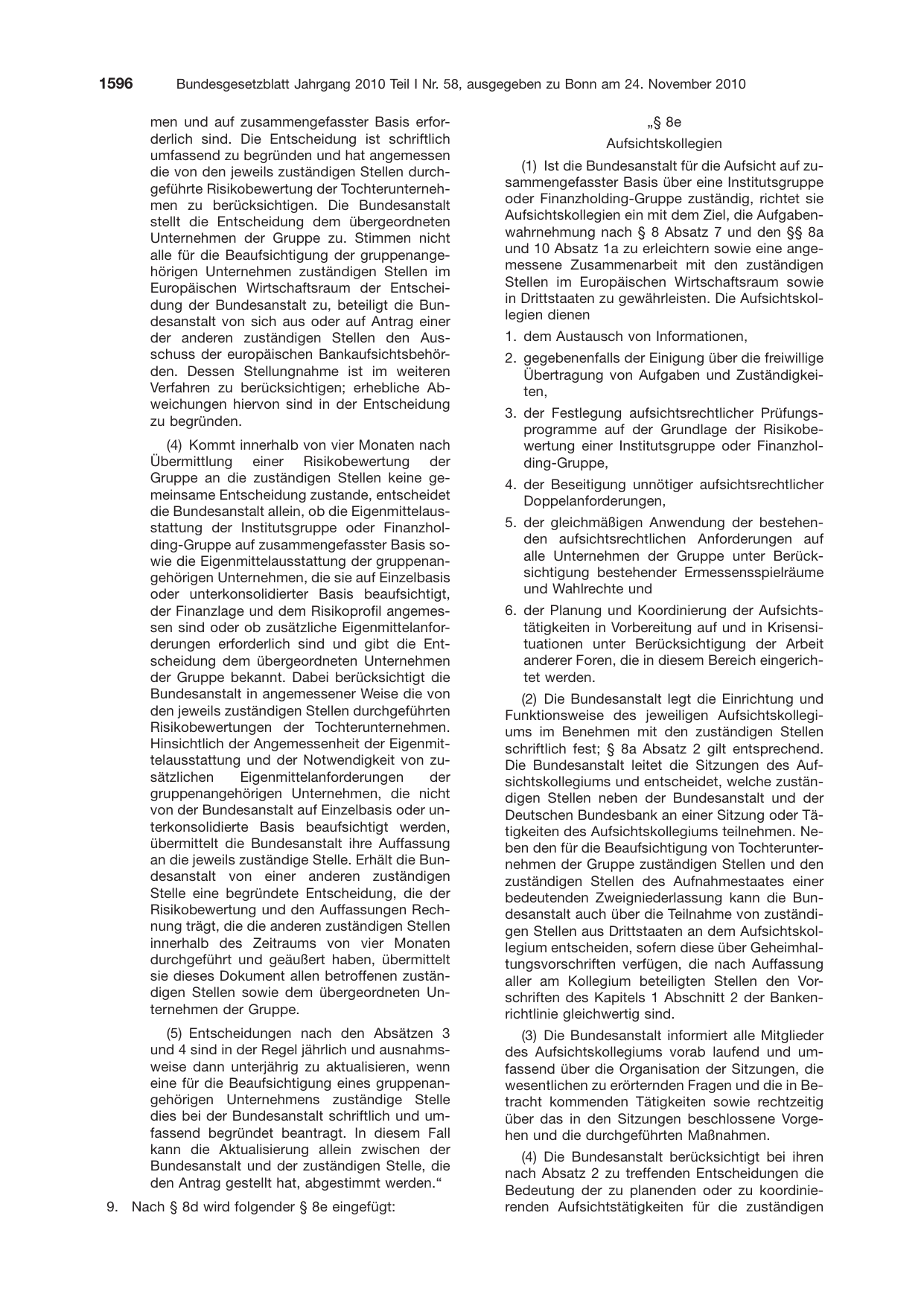 BGBl. 2010, Seite 1596 — Originalseite als Abbildung