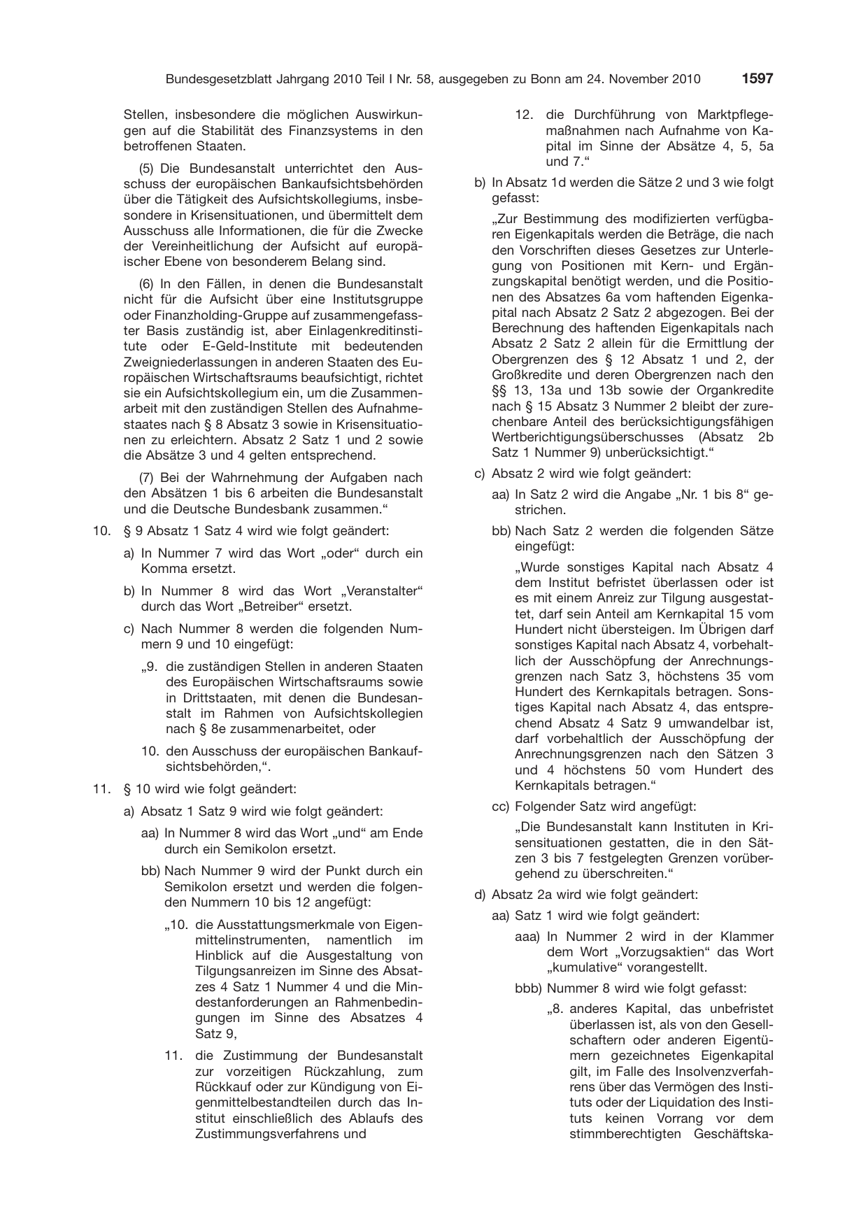 BGBl. 2010, Seite 1597 — Originalseite als Abbildung