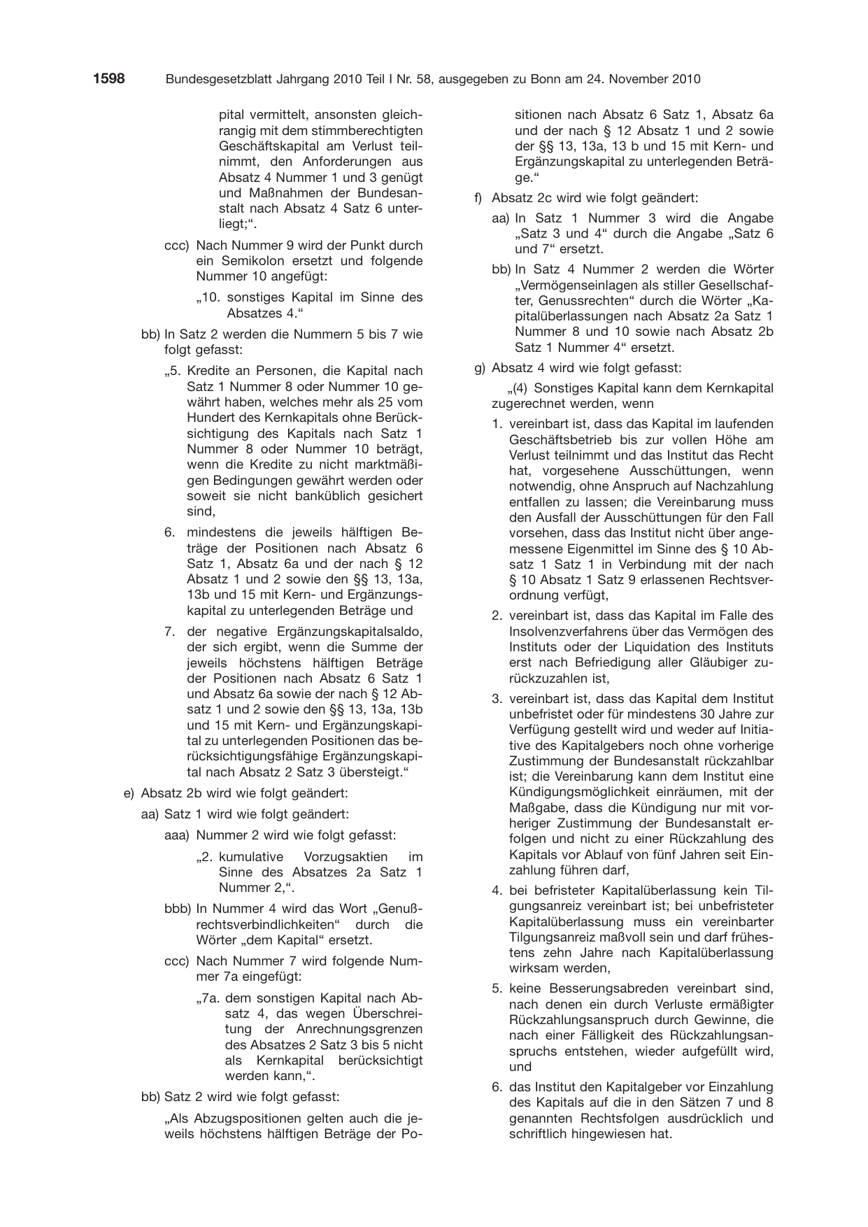 BGBl. 2010, Seite 1598 — Originalseite als Abbildung