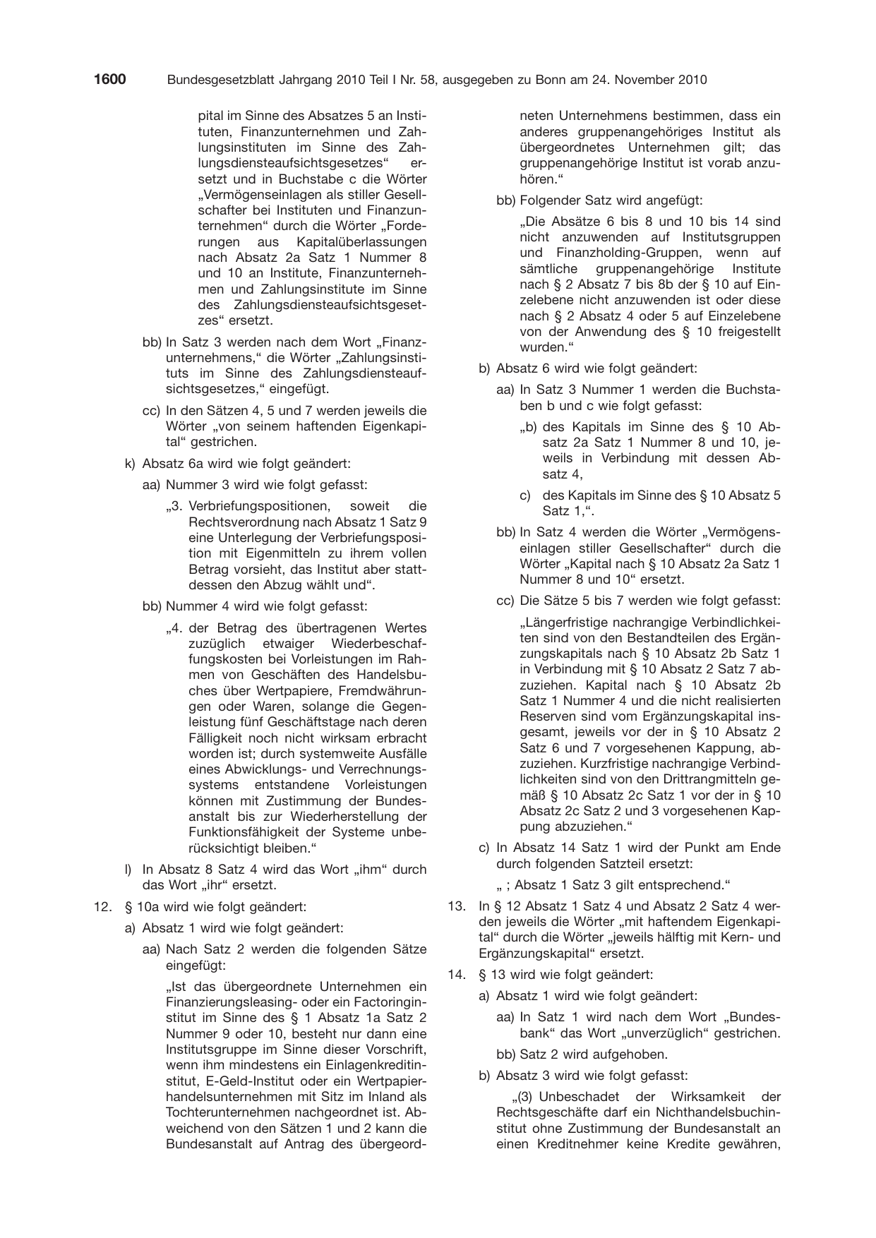 BGBl. 2010, Seite 1600 — Originalseite als Abbildung