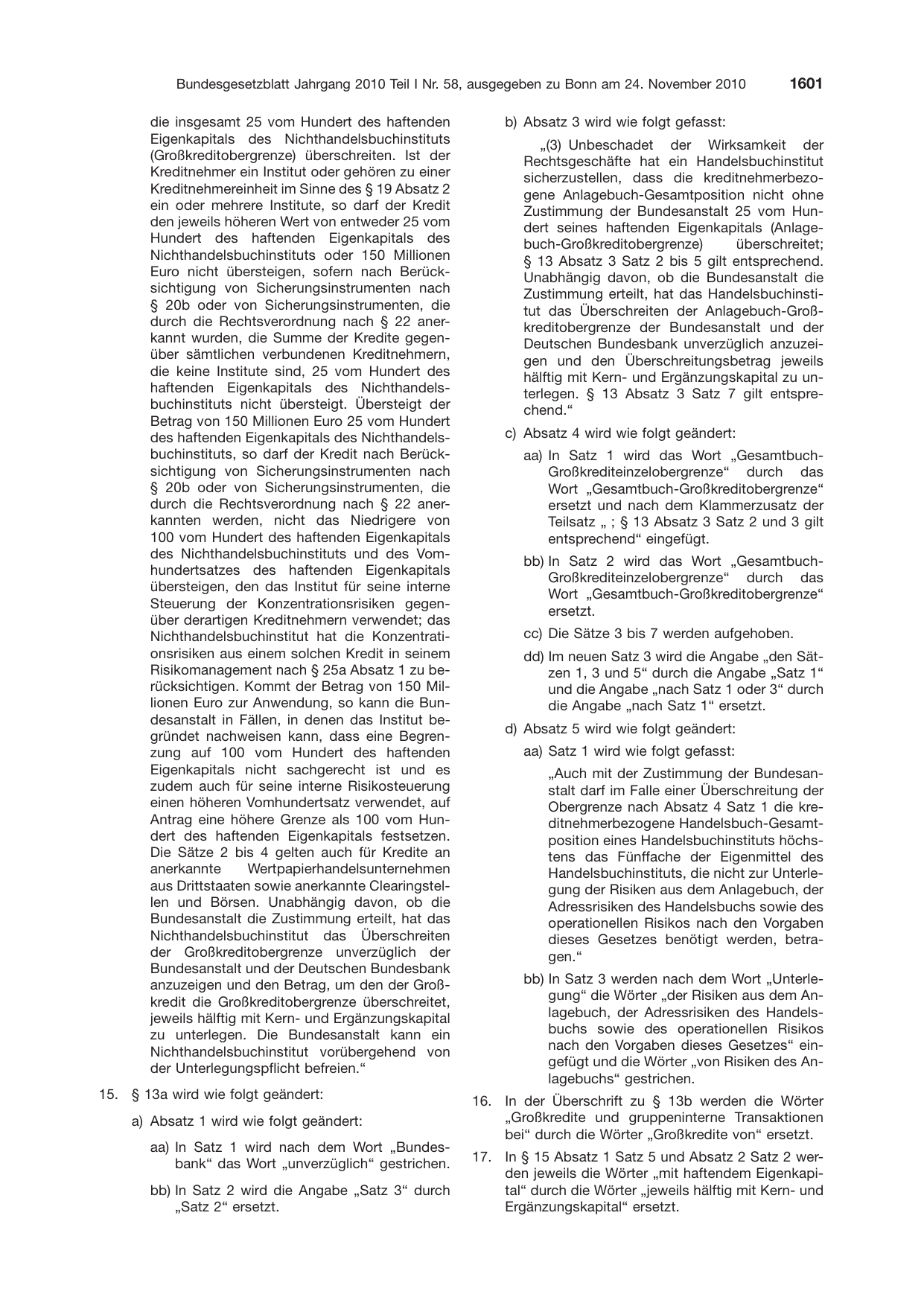 BGBl. 2010, Seite 1601 — Originalseite als Abbildung
