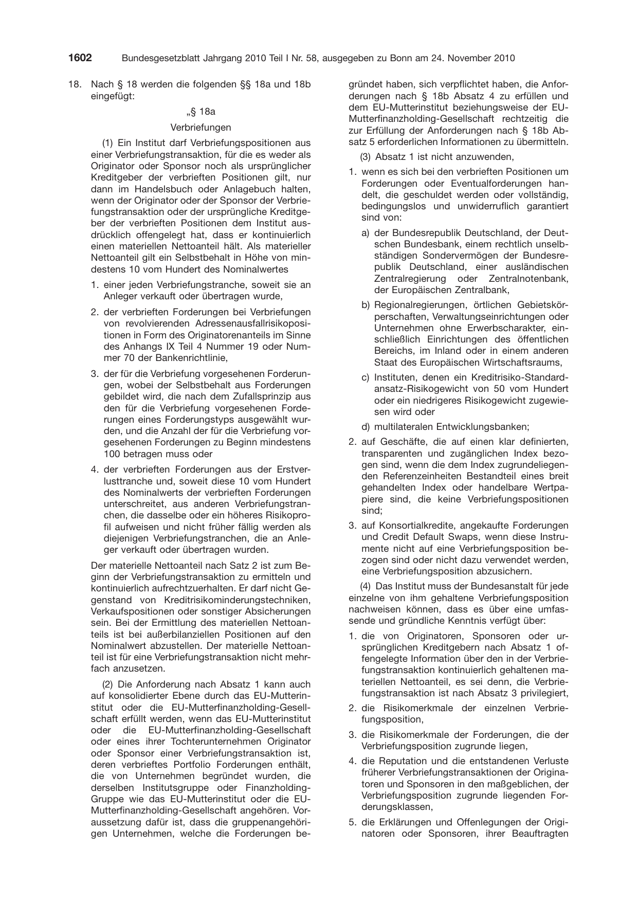BGBl. 2010, Seite 1602 — Originalseite als Abbildung