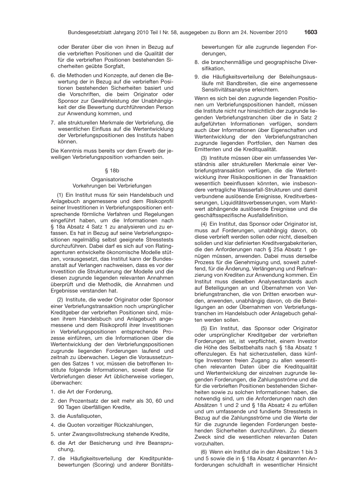 BGBl. 2010, Seite 1603 — Originalseite als Abbildung