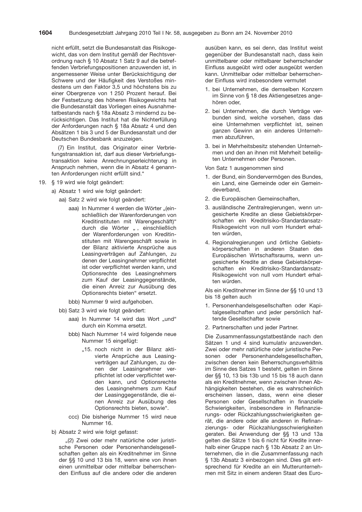 BGBl. 2010, Seite 1604 — Originalseite als Abbildung
